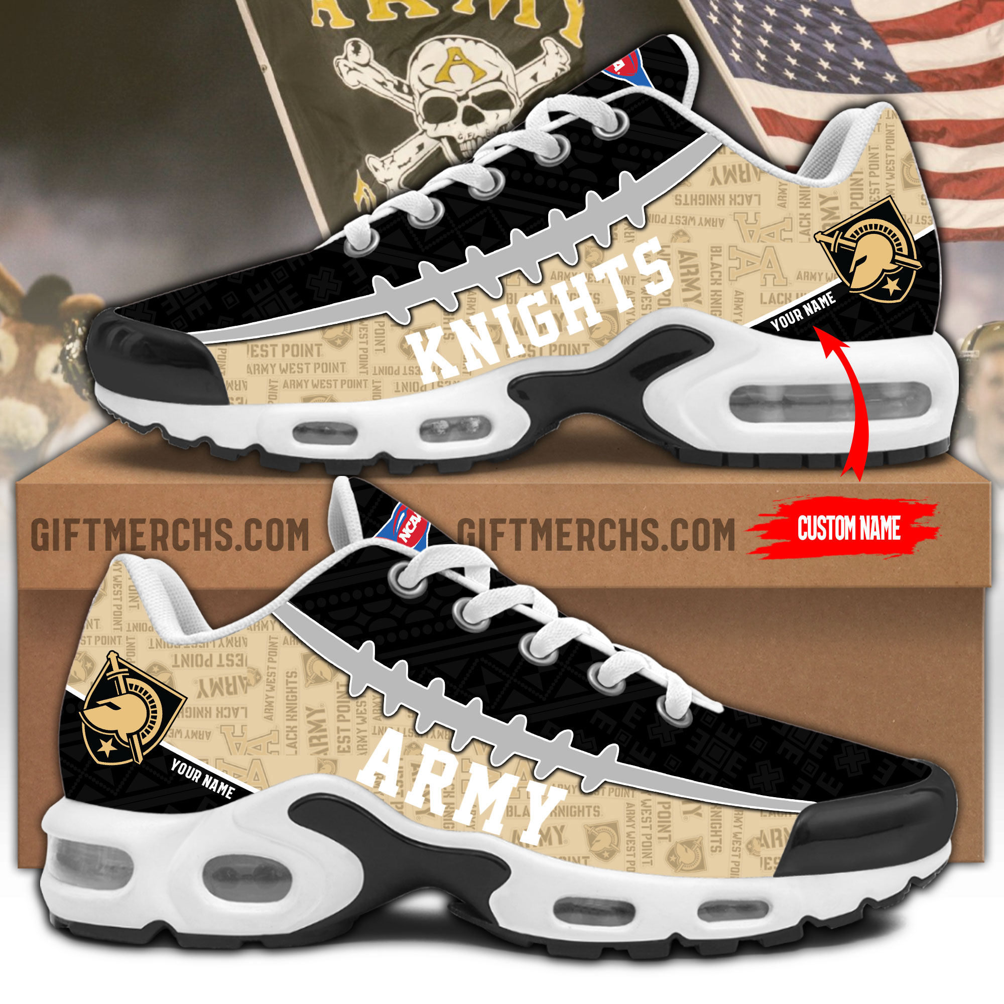 Army Black Knights Personalized Shoes - Famjoys Army Black Knights Personalized Shoes - Famjoys