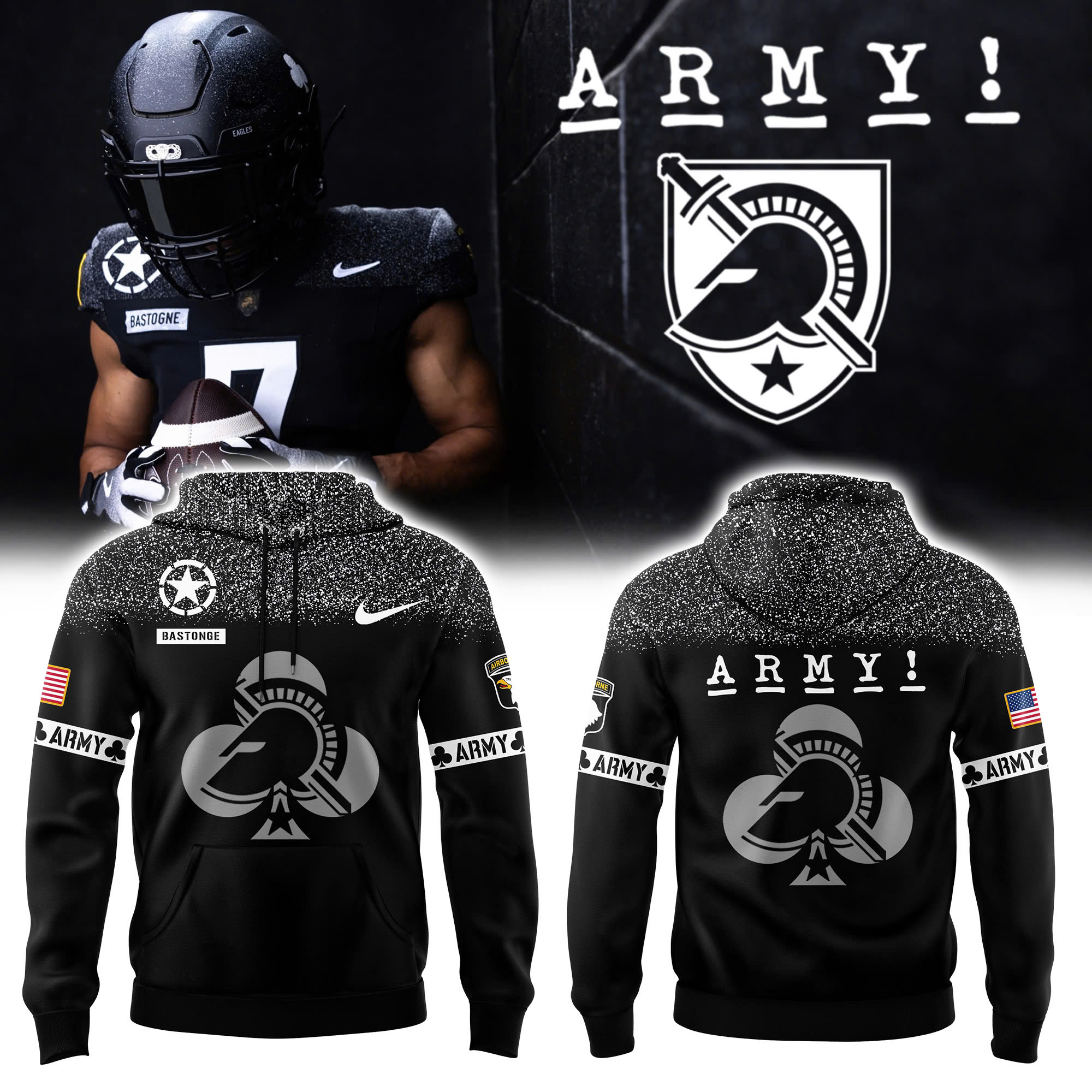 Army Football 1St Airborne's Rendezvous Spades Club Fleece Edition Hoodie - Famjoys Army Football 1St Airborne's Rendezvous Spades Club Fleece Edition Hoodie - Famjoys