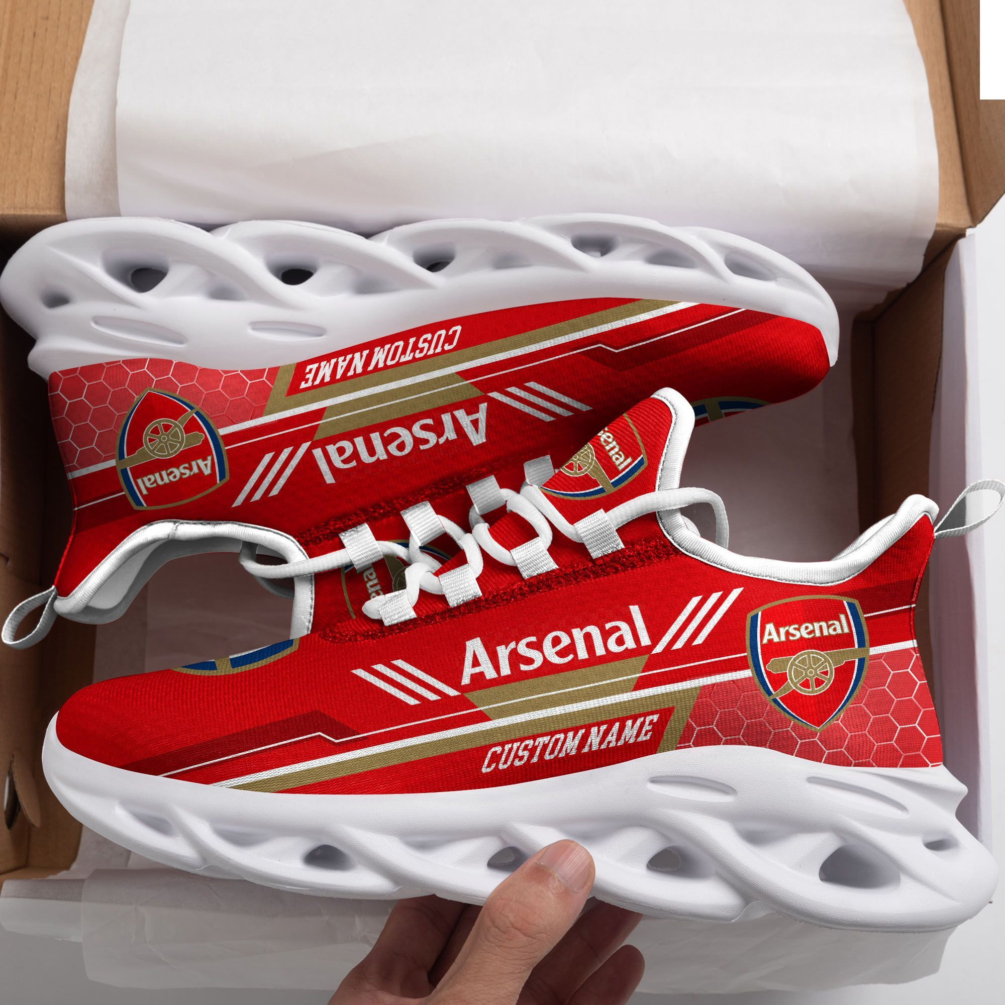 Arsenal Custom Personalized Max Soul Sneakers Shoes - Famjoys Arsenal Custom Personalized Max Soul Sneakers Shoes - Famjoys
