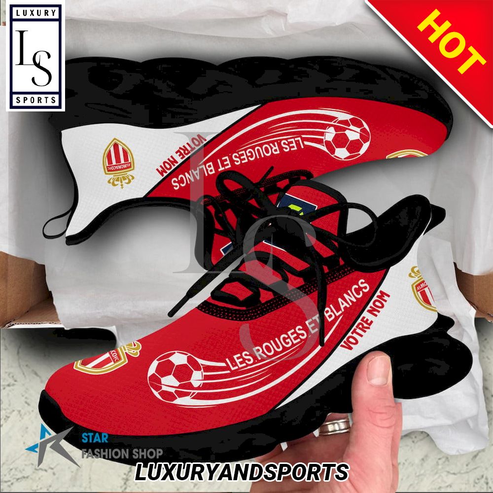 AS Monaco Ligue 1 Custom Name Max Soul Shoes - Famjoys AS Monaco Ligue 1 Custom Name Max Soul Shoes - Famjoys