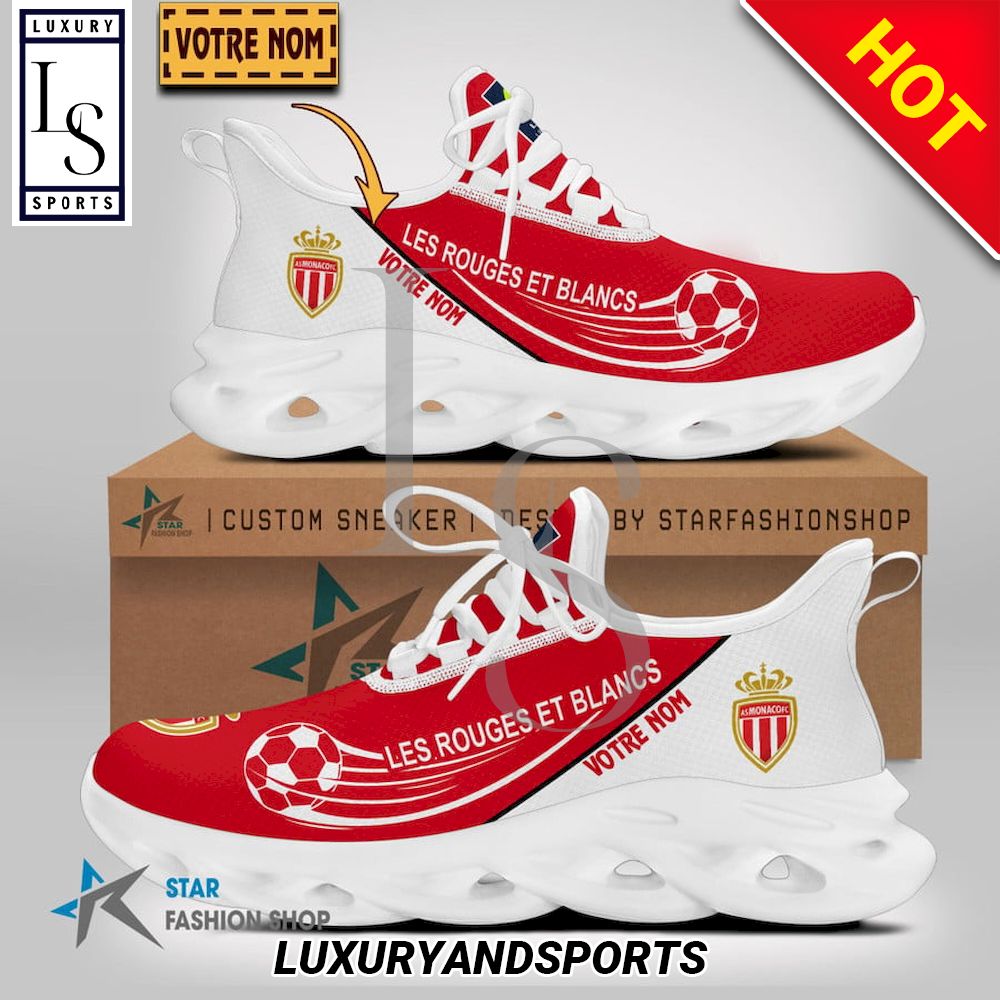 AS Monaco Ligue 1 Custom Name Max Soul Shoes - Famjoys AS Monaco Ligue 1 Custom Name Max Soul Shoes - Famjoys
