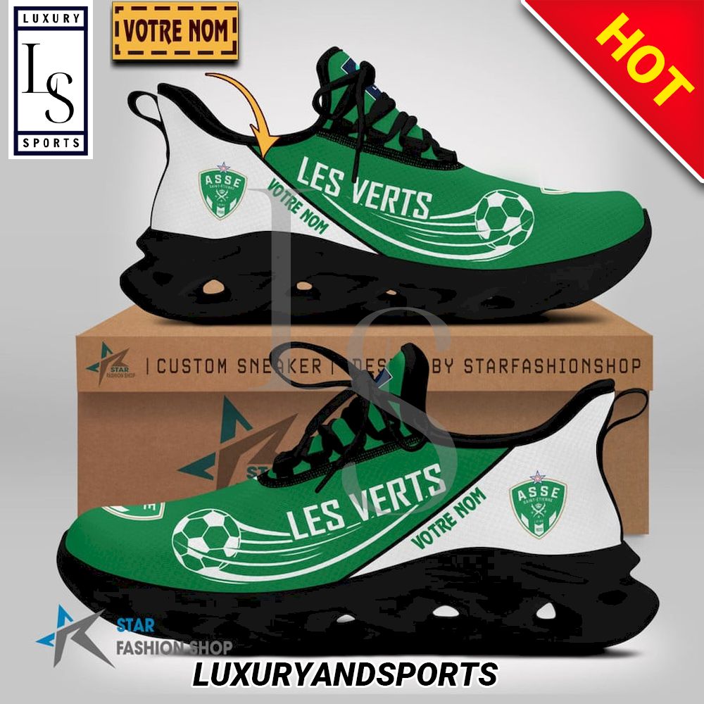 AS Saint-Etienne Ligue 2 Custom Name Max Soul Shoes - Famjoys AS Saint-Etienne Ligue 2 Custom Name Max Soul Shoes - Famjoys