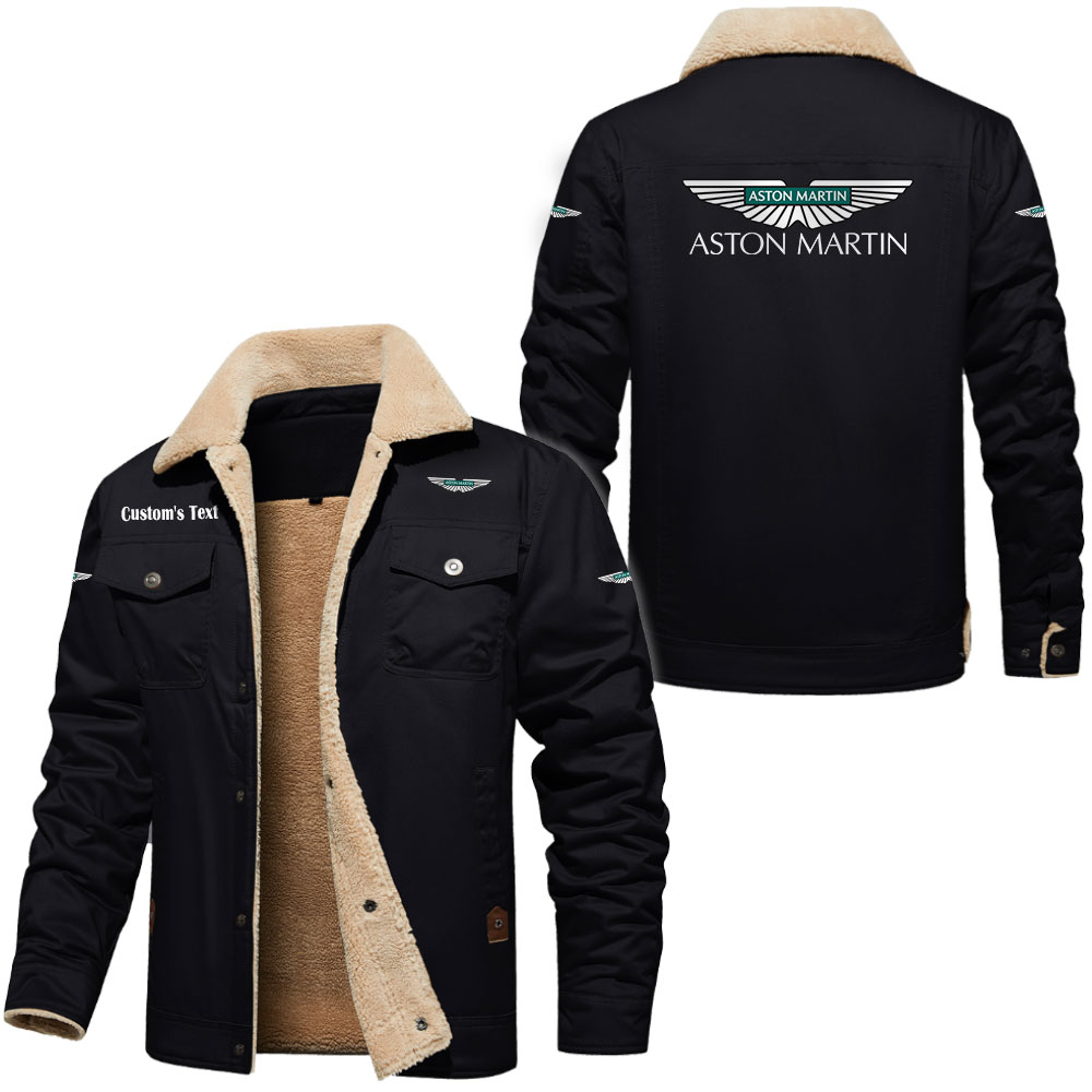 Aston Martin Cargo Fleece Lined Cotton Jacket Multicolor, vintage style, customize name 