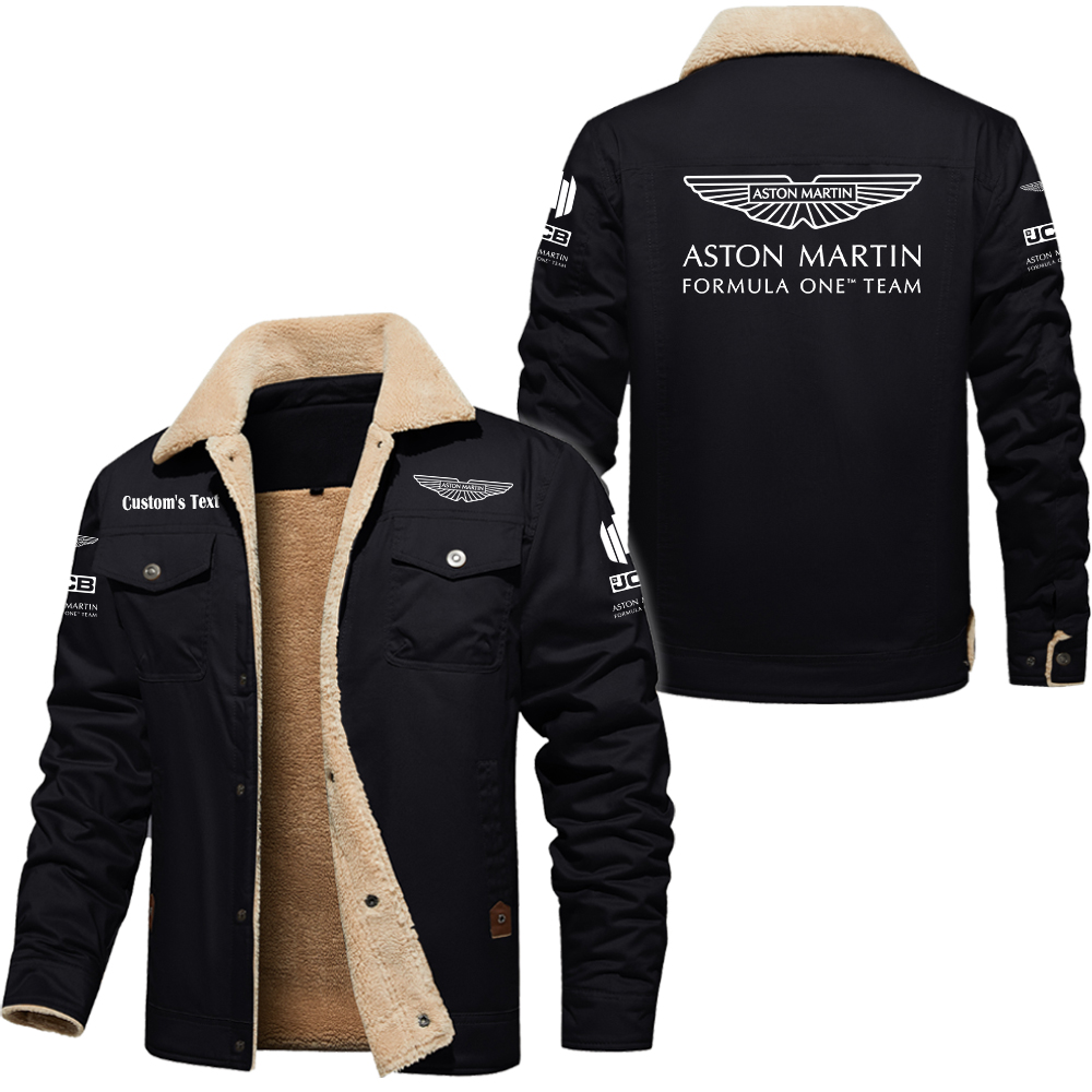 Aston Martin F1 Cargo Fleece Lined Cotton Jacket Multicolor, vintage style, customize name 