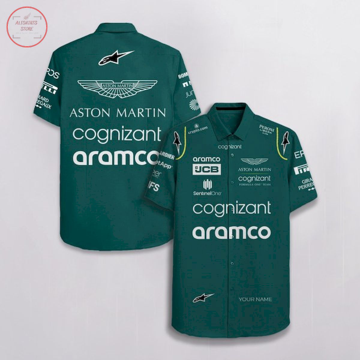 Aston Martin F1 Racing Team Customized Hawaiian Shirt - Famjoys Aston Martin F1 Racing Team Customized Hawaiian Shirt - Famjoys