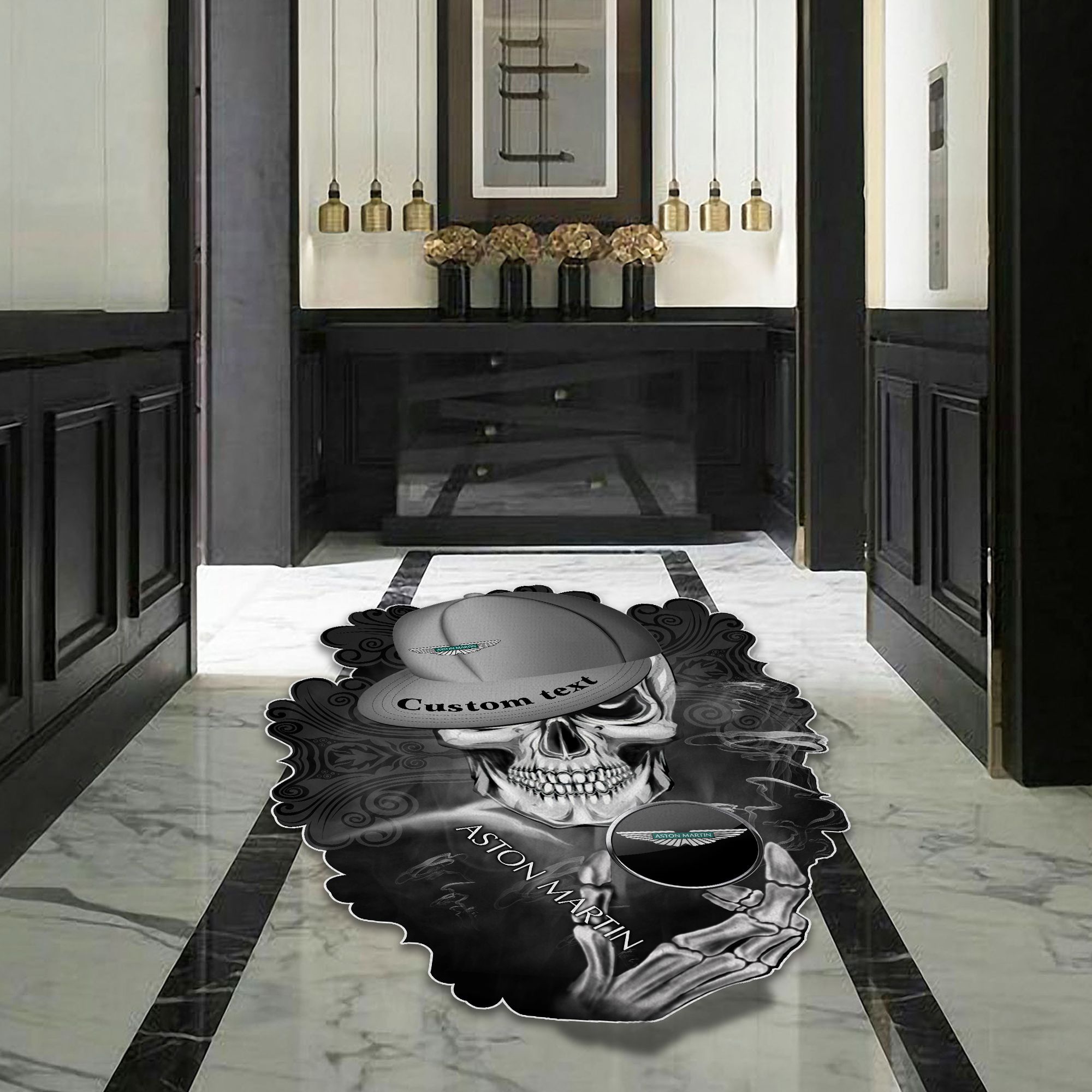 Aston Martin Skull Shaped Luxurious Doormat, Rug Home Decor, Custom name - Famjoys Aston Martin Skull Shaped Luxurious Doormat, Rug Home Decor, Custom name - Famjoys