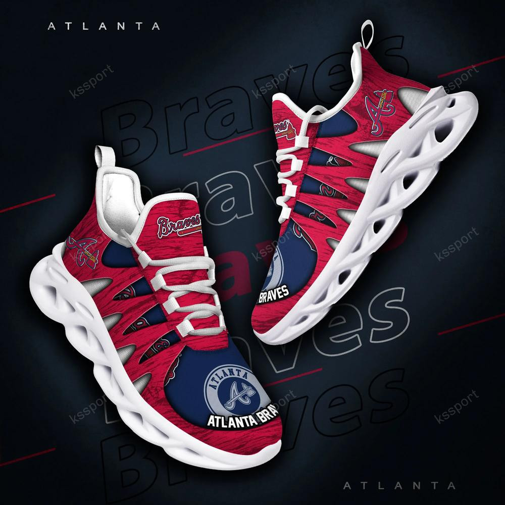 Atlanta Braves Max Soul Shoes, Running Sneakers - Famjoys Atlanta Braves Max Soul Shoes, Running Sneakers - Famjoys