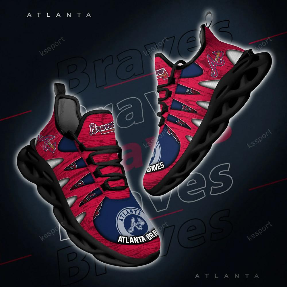 Atlanta Braves Max Soul Shoes, Running Sneakers - Famjoys Atlanta Braves Max Soul Shoes, Running Sneakers - Famjoys