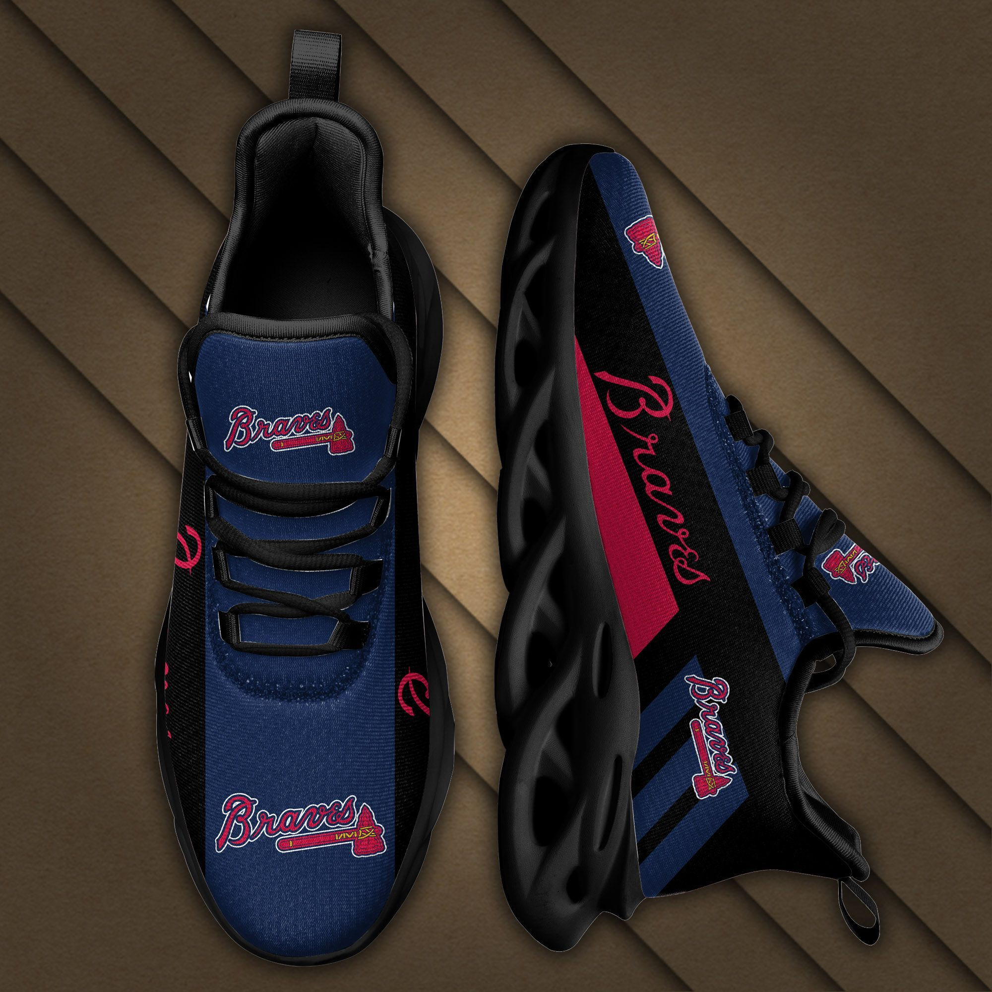 Atlanta Braves Max Soul Sneakers Shoes - Famjoys Atlanta Braves Max Soul Sneakers Shoes - Famjoys