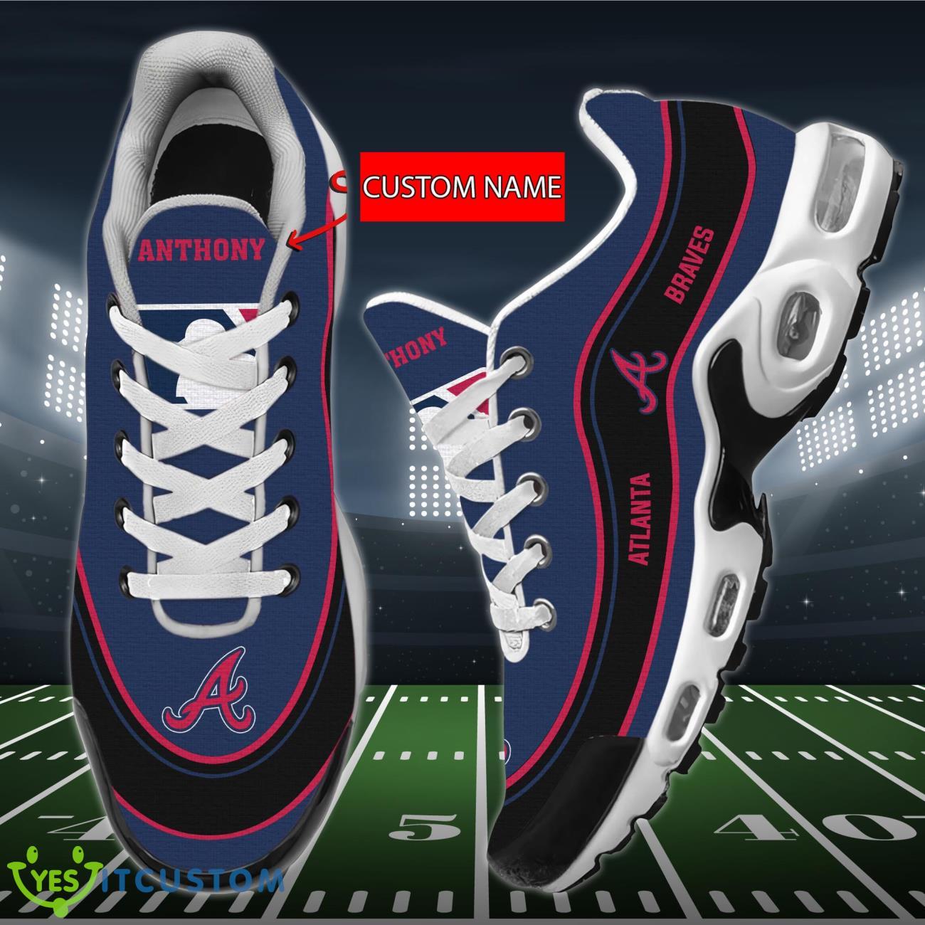 Atlanta Braves MLB Personalized Name Air Cushion Sports Shoes Sneaker KLTNS220191 - Famjoys Atlanta Braves MLB Personalized Name Air Cushion Sports Shoes Sneaker KLTNS220191 - Famjoys