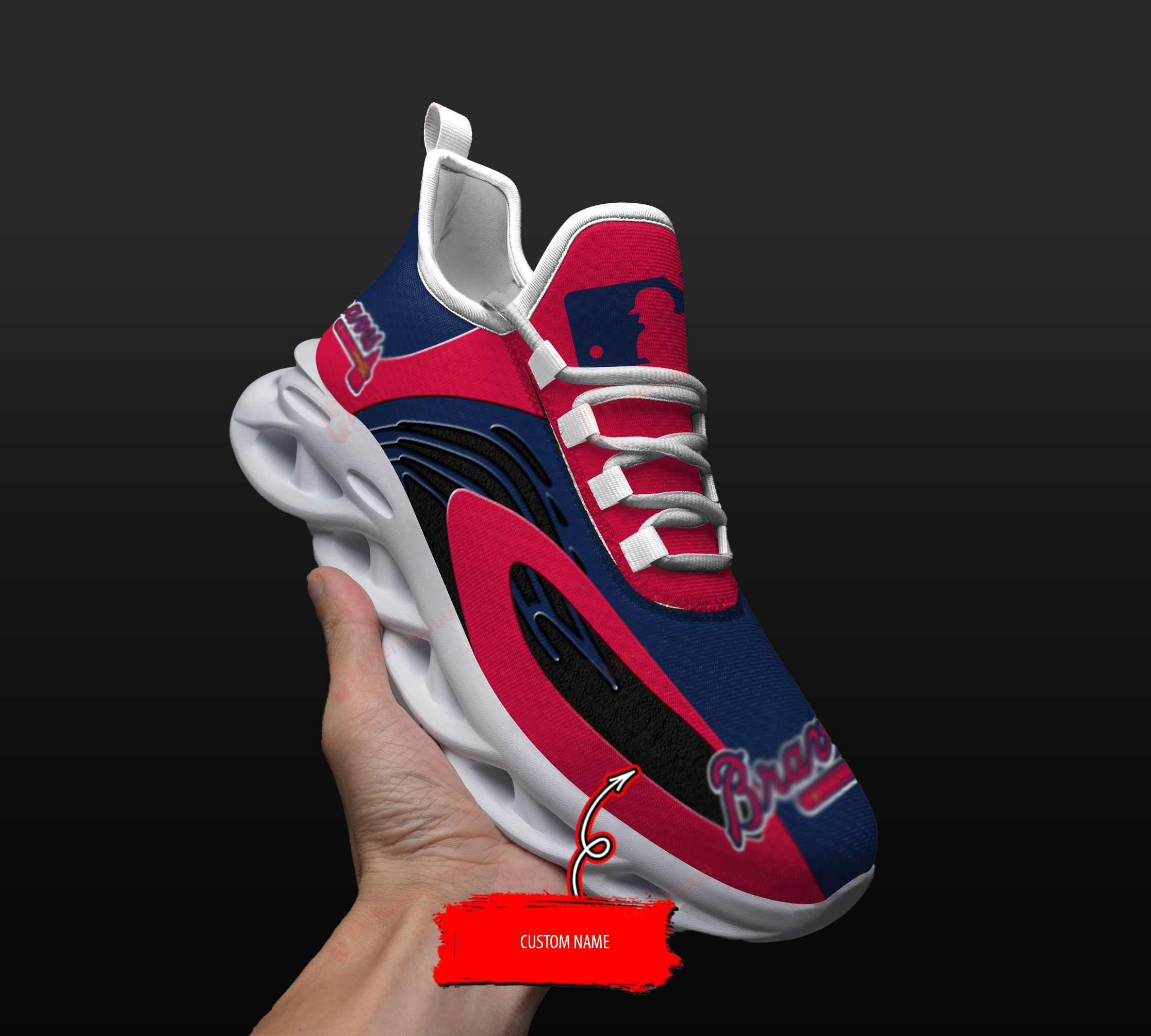 Atlanta Braves Personalized Max Soul Shoes THSM521100402 - Famjoys Atlanta Braves Personalized Max Soul Shoes THSM521100402 - Famjoys
