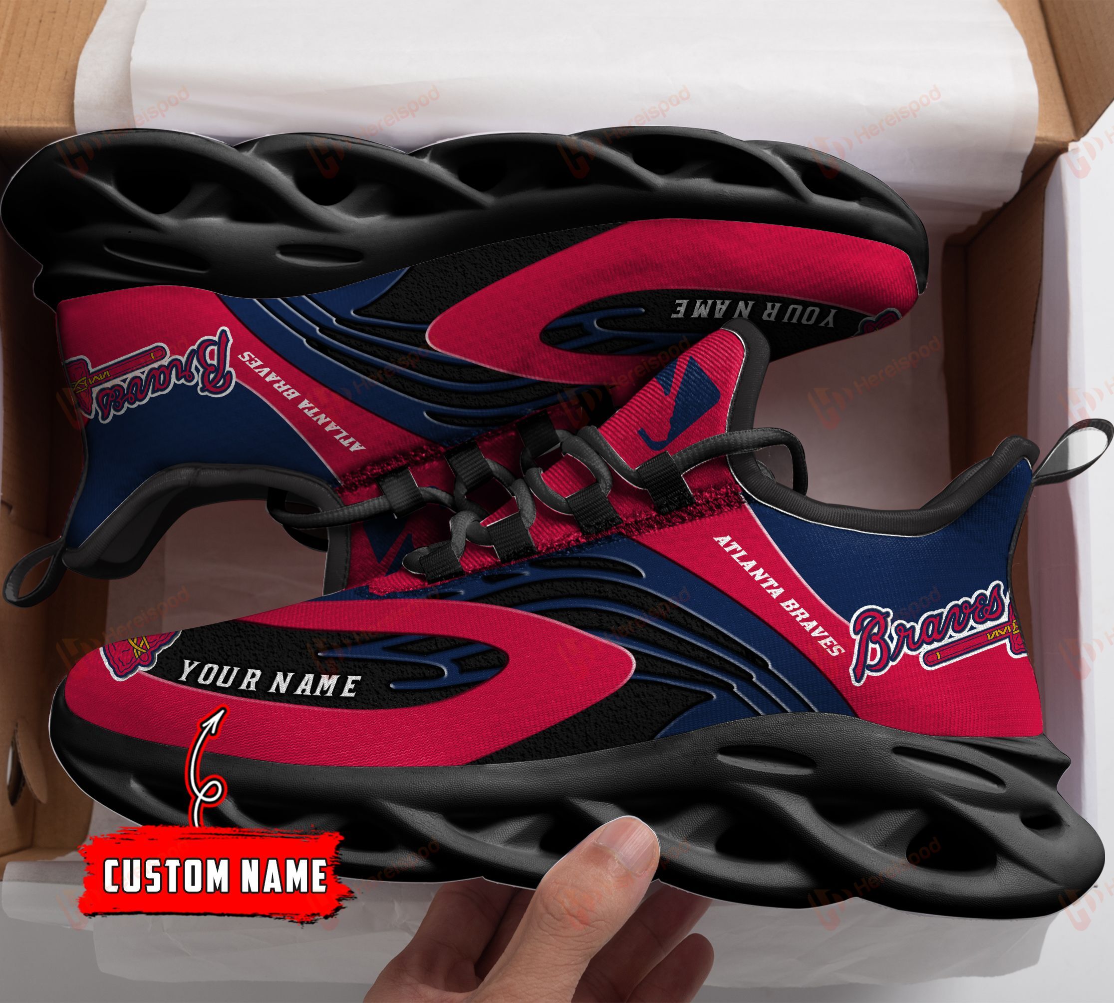 Atlanta Braves Personalized Max Soul Shoes THSM521100402 - Famjoys Atlanta Braves Personalized Max Soul Shoes THSM521100402 - Famjoys