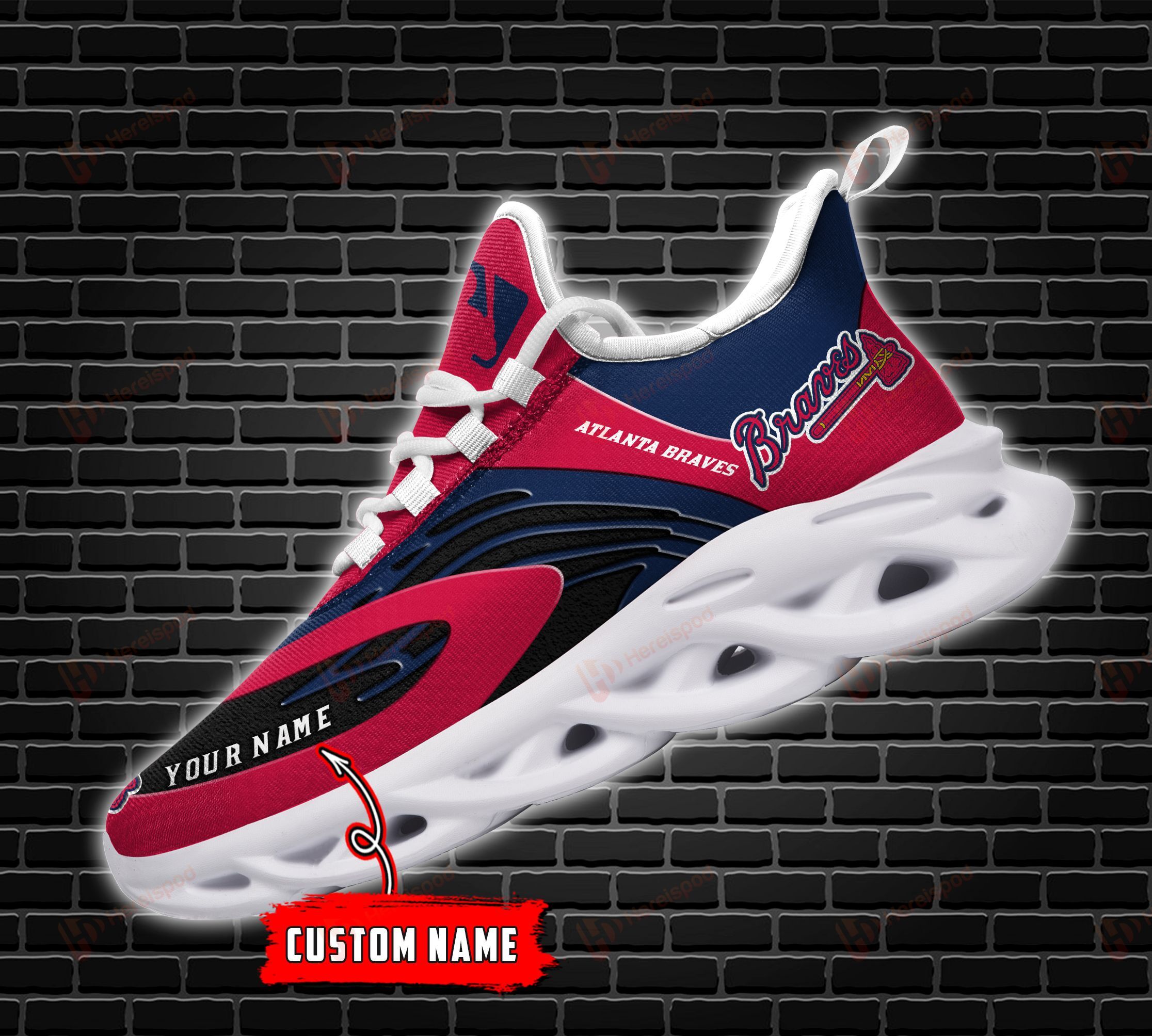 Atlanta Braves Personalized Max Soul Shoes THSM521100402 - Famjoys Atlanta Braves Personalized Max Soul Shoes THSM521100402 - Famjoys