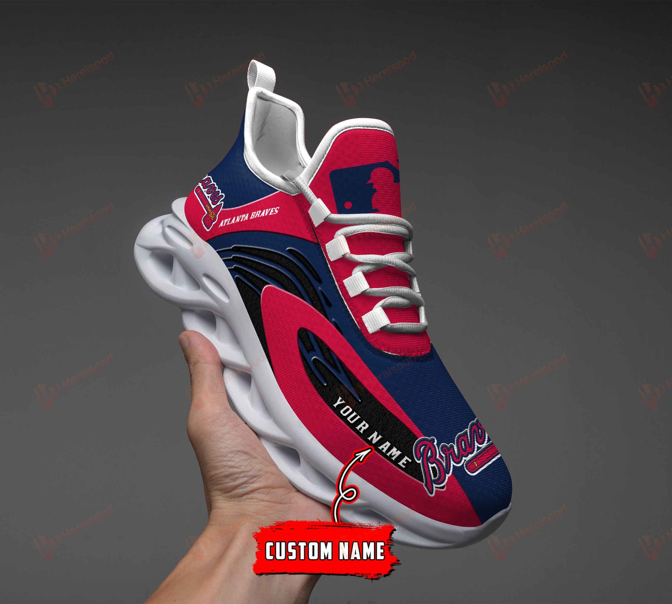 Atlanta Braves Personalized Max Soul Shoes THSM521100402 - Famjoys Atlanta Braves Personalized Max Soul Shoes THSM521100402 - Famjoys