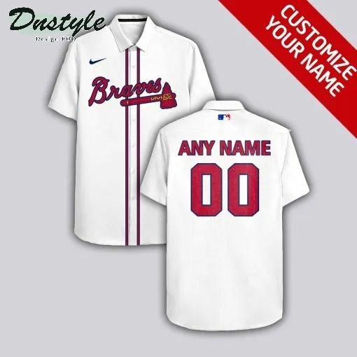 Atlanta Braves Personalized White Hawaiian Shirt - Famjoys Atlanta Braves Personalized White Hawaiian Shirt - Famjoys