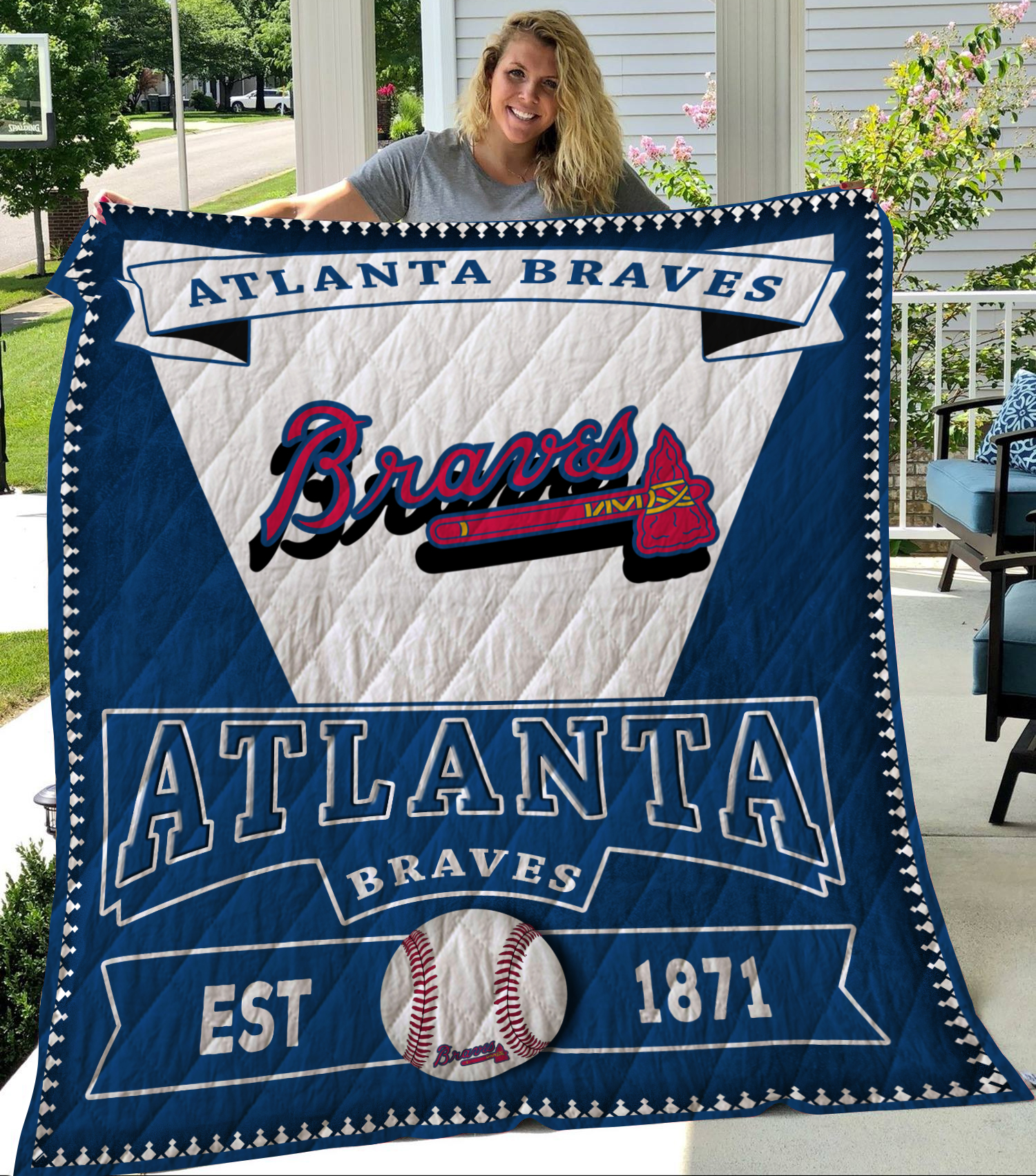 Atlanta Braves Quilt Blanket - Famjoys Atlanta Braves Quilt Blanket - Famjoys