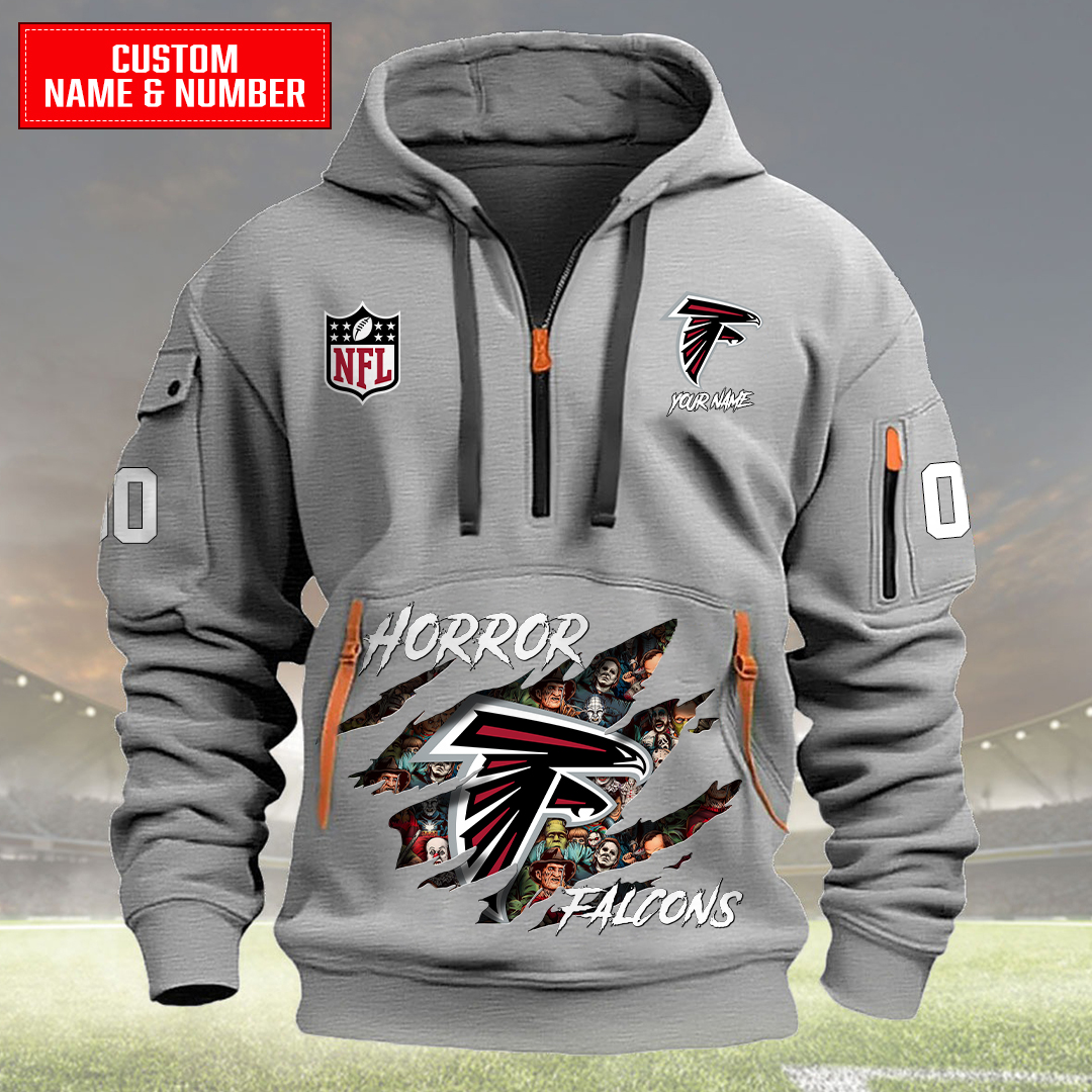 Atlanta Falcons Halloween Horror Collection Personalize Quarter Zip Hoodie AZCAQZH000002 - Famjoys Atlanta Falcons Halloween Horror Collection Personalize Quarter Zip Hoodie AZCAQZH000002 - Famjoys