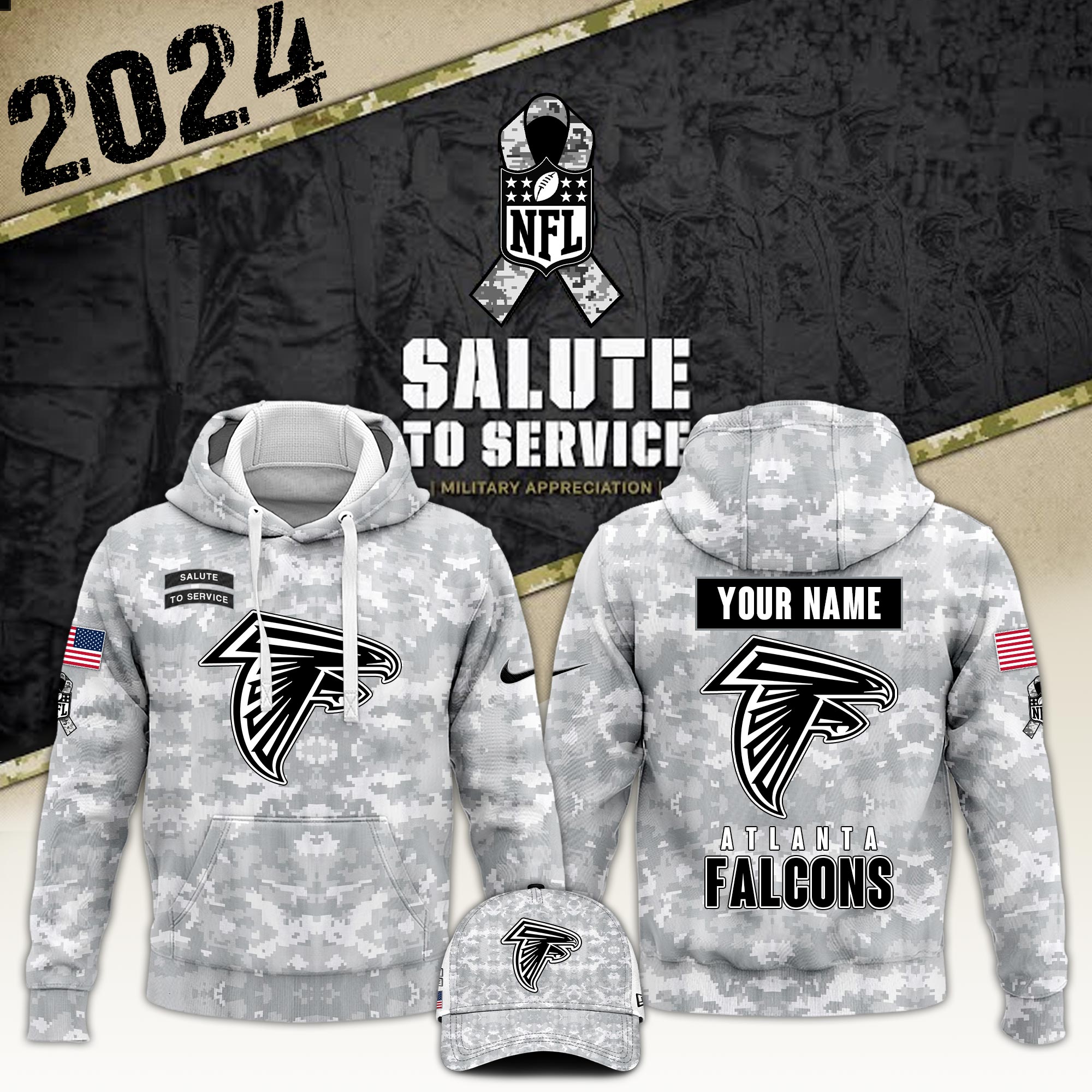Atlanta Falcons Hoodie Camo Salute to Service Club - Famjoys Atlanta Falcons Hoodie Camo Salute to Service Club - Famjoys