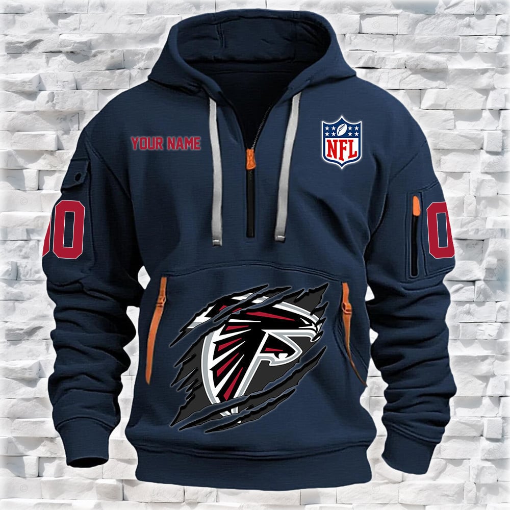 Atlanta Falcons New Personalized Quarter Zip Hoodie NA017 - Famjoys Atlanta Falcons New Personalized Quarter Zip Hoodie NA017 - Famjoys