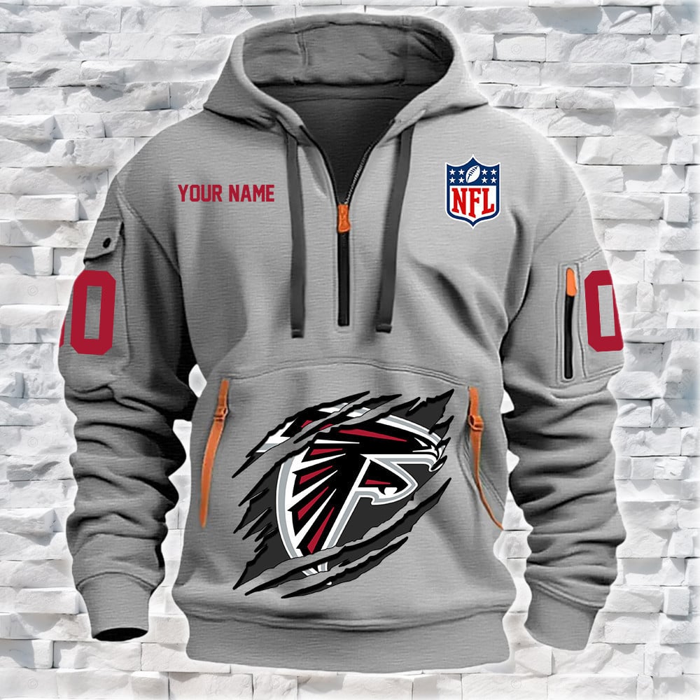 Atlanta Falcons New Personalized Quarter Zip Hoodie NA017 - Famjoys Atlanta Falcons New Personalized Quarter Zip Hoodie NA017 - Famjoys