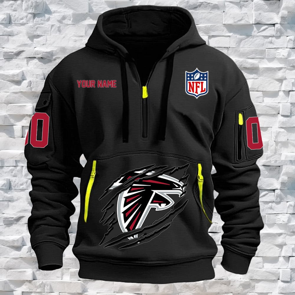 Atlanta Falcons New Personalized Quarter Zip Hoodie NA017 - Famjoys Atlanta Falcons New Personalized Quarter Zip Hoodie NA017 - Famjoys