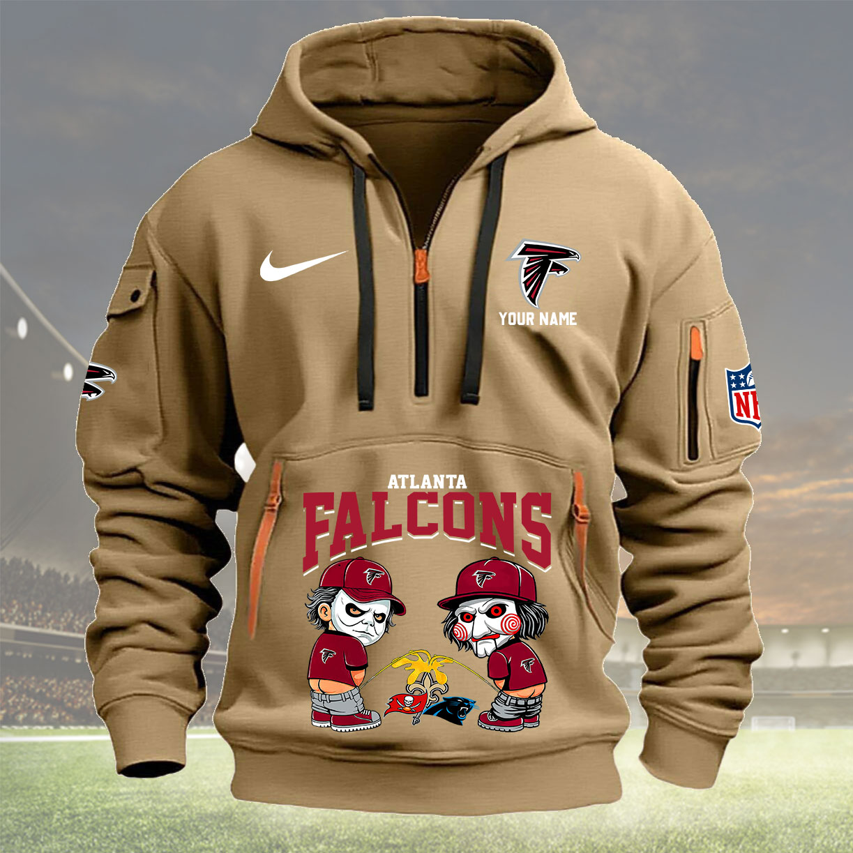 Atlanta Falcons Personalized Quarter Zip Hoodie New Collection AZBTQZH000279 - Famjoys Atlanta Falcons Personalized Quarter Zip Hoodie New Collection AZBTQZH000279 - Famjoys
