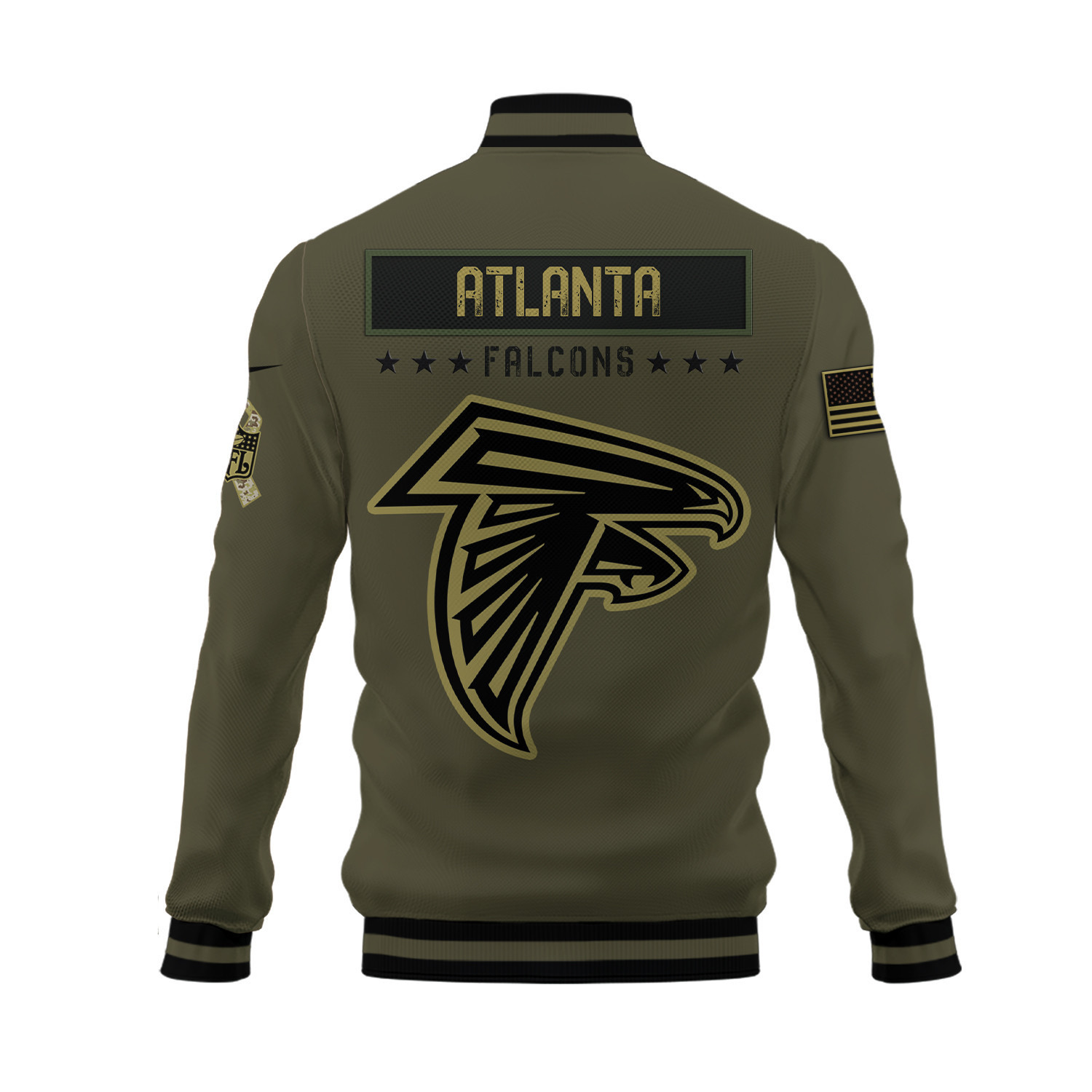 Atlanta Falcons Salute To Service Club Baseball Jacket Varsity Jacket - Green - Famjoys Atlanta Falcons Salute To Service Club Baseball Jacket Varsity Jacket - Green - Famjoys