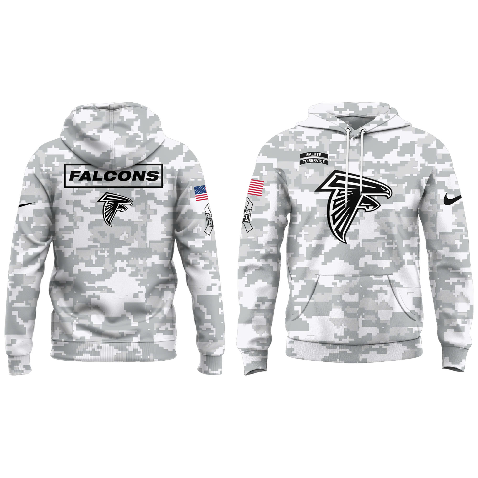 Atlanta Falcons Salute to Service Club Fleece Pullover Hoodie - Famjoys Atlanta Falcons Salute to Service Club Fleece Pullover Hoodie - Famjoys