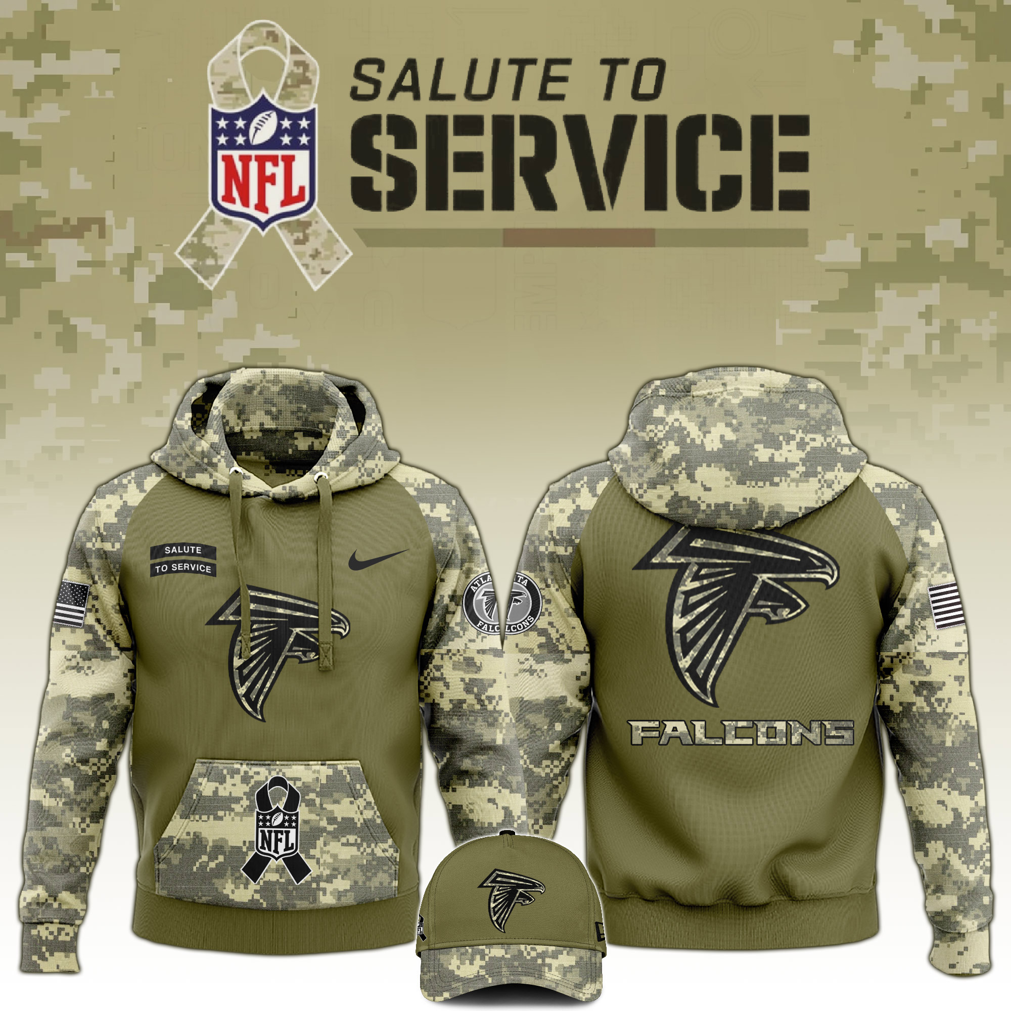 Atlanta Falcons Veterans Day Hoodie - Famjoys Atlanta Falcons Veterans Day Hoodie - Famjoys