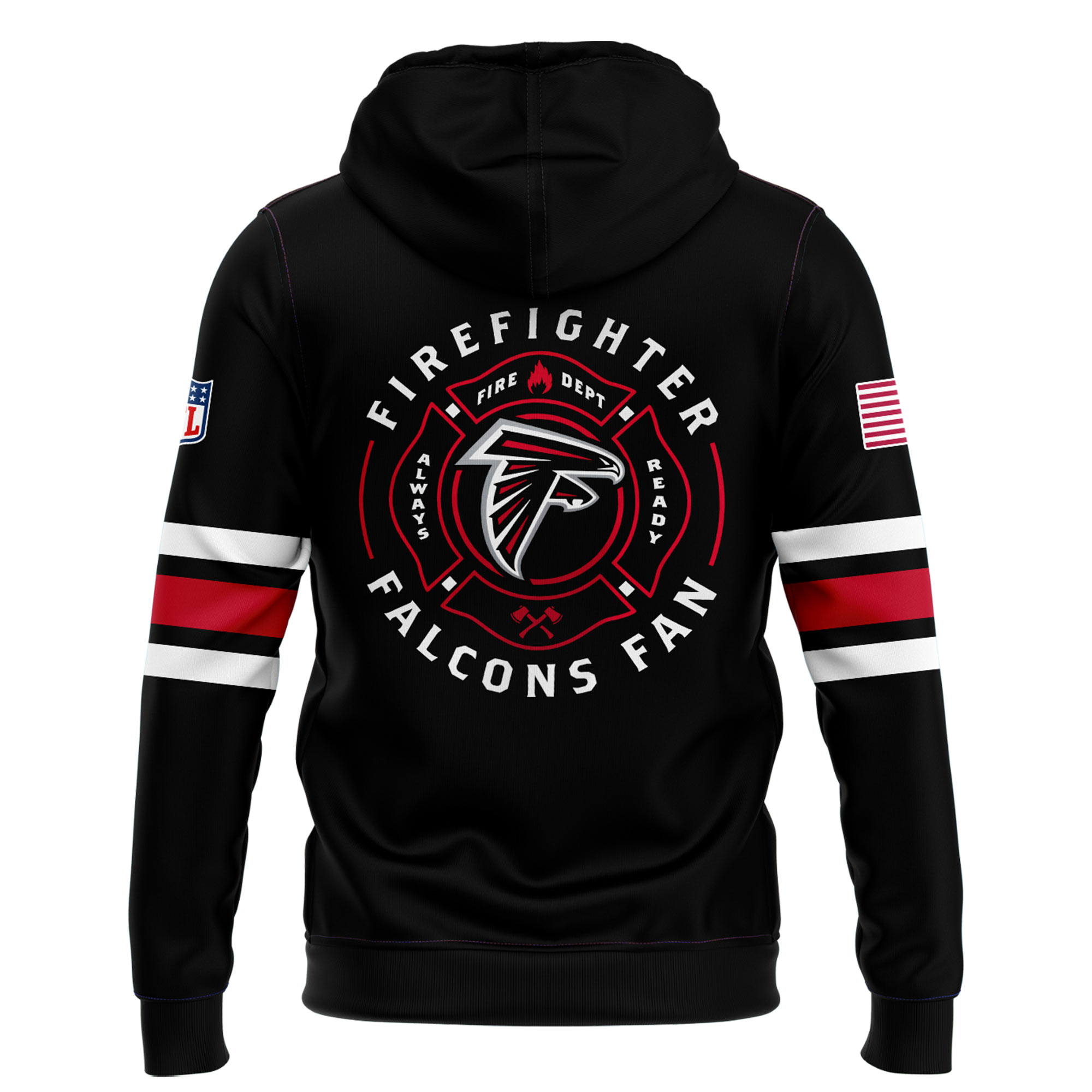 Atlanta Falcons x Firefighter Appreciation Night Black Pullover Hoodie - Famjoys Atlanta Falcons x Firefighter Appreciation Night Black Pullover Hoodie - Famjoys