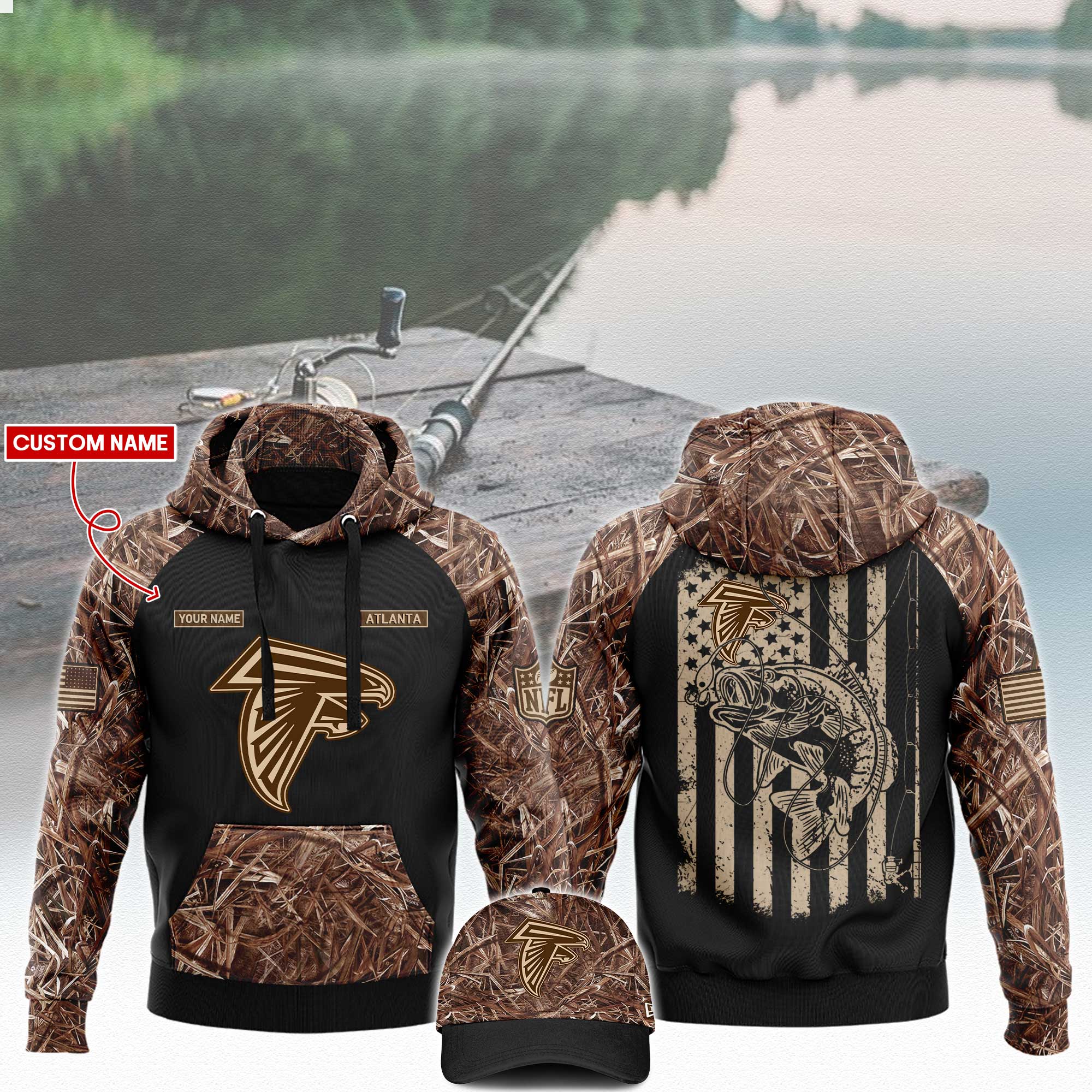 Atlanta Falcons x Fishing Hoodie V3 - Famjoys Atlanta Falcons x Fishing Hoodie V3 - Famjoys