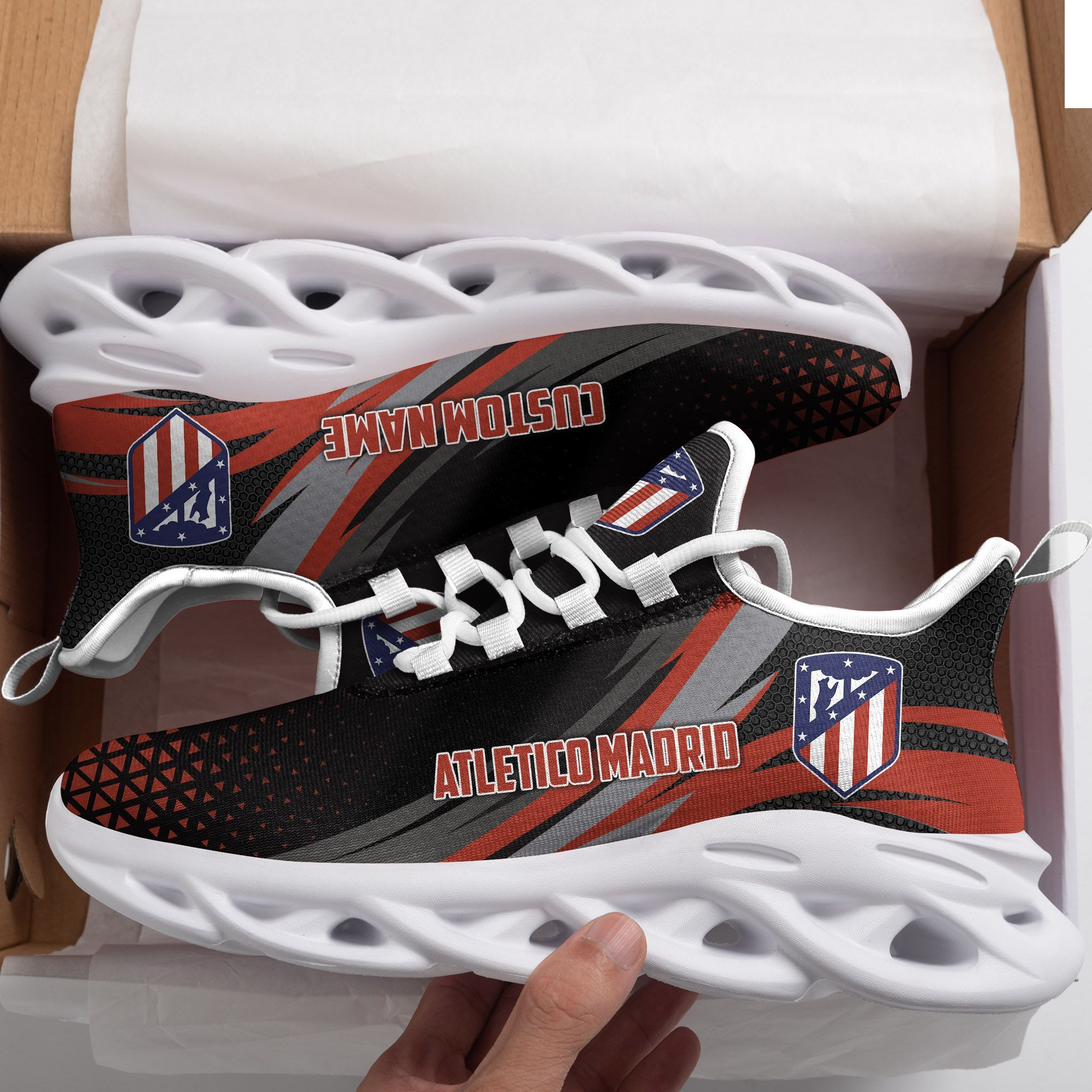 Atltico Madrid Triangle Custom Personalized Max Soul Sneakers Shoes - Famjoys Atltico Madrid Triangle Custom Personalized Max Soul Sneakers Shoes - Famjoys
