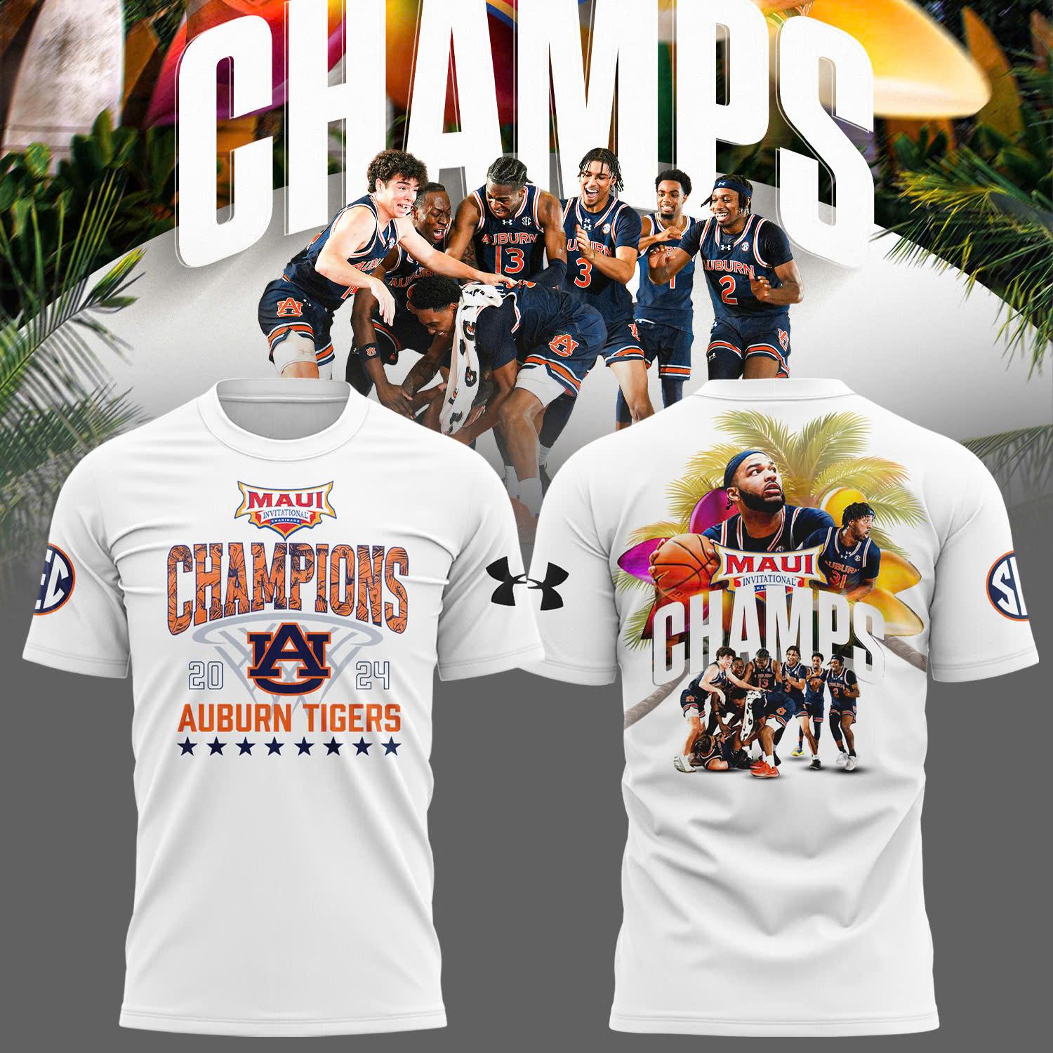 Auburn Basketball Maui Invitational CHAMPS Shirt - Famjoys Auburn Basketball Maui Invitational CHAMPS Shirt - Famjoys