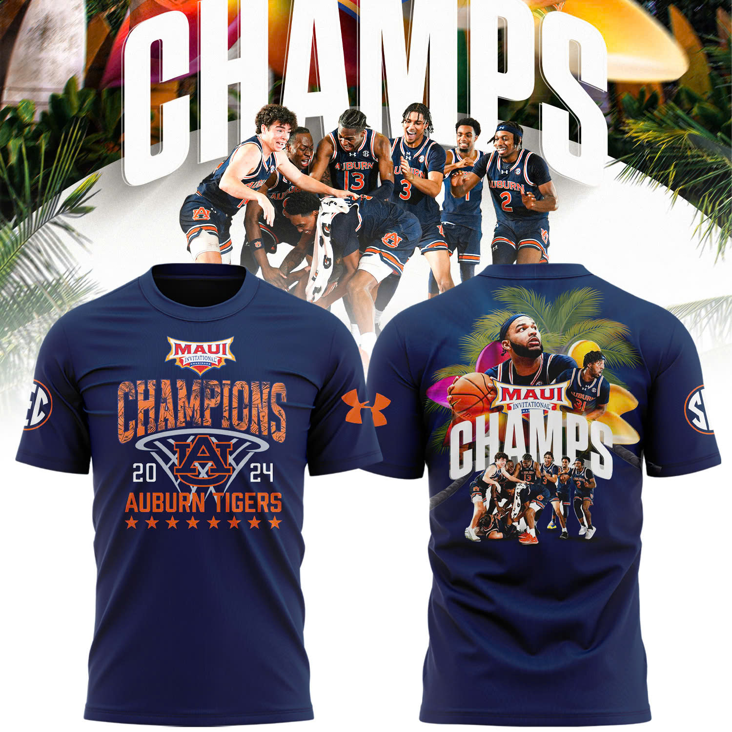 Auburn Basketball Maui Invitational CHAMPS Shirt v2 - Famjoys Auburn Basketball Maui Invitational CHAMPS Shirt v2 - Famjoys