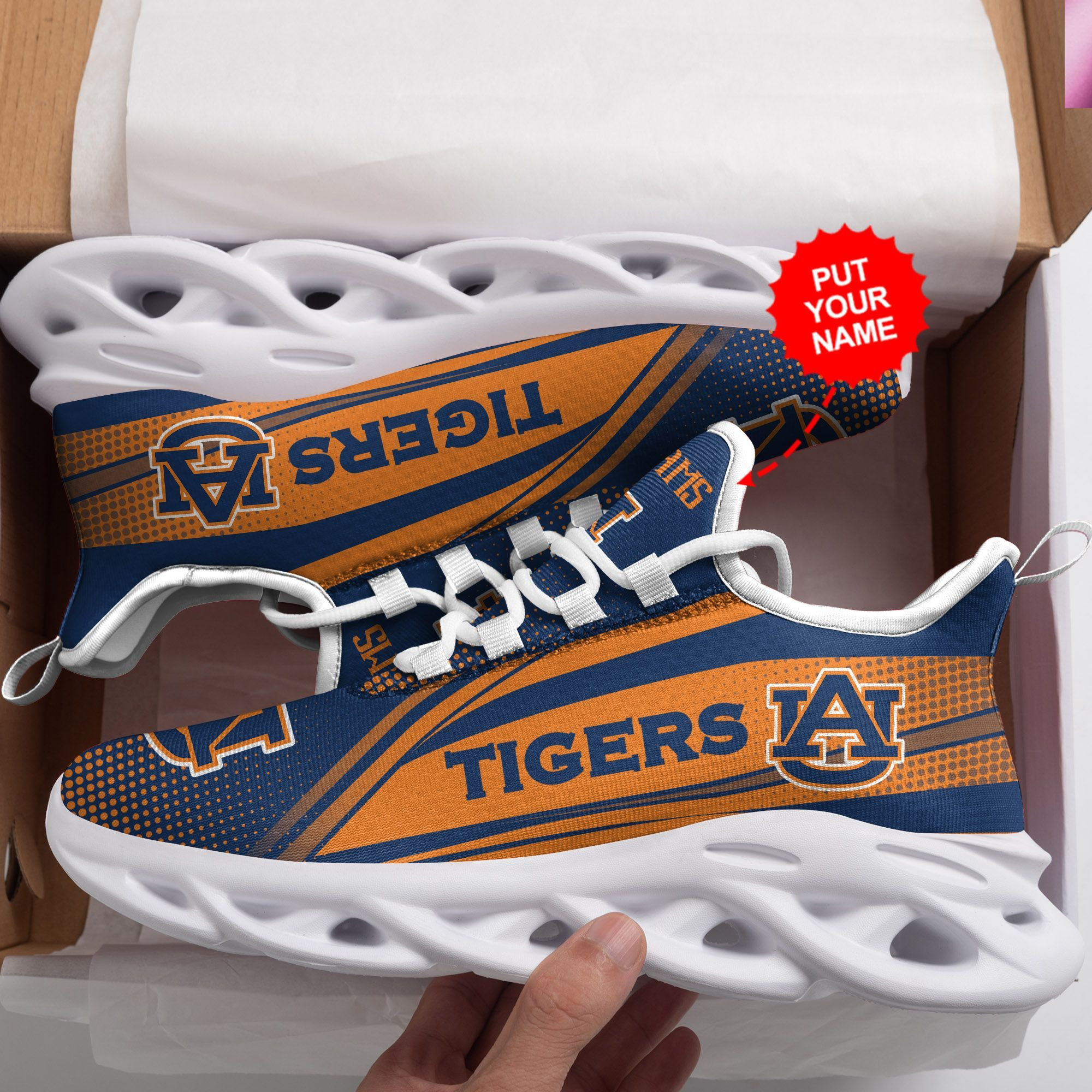 Auburn Tigers Custom Personalized Max Soul Sneakers Shoes - Famjoys Auburn Tigers Custom Personalized Max Soul Sneakers Shoes - Famjoys