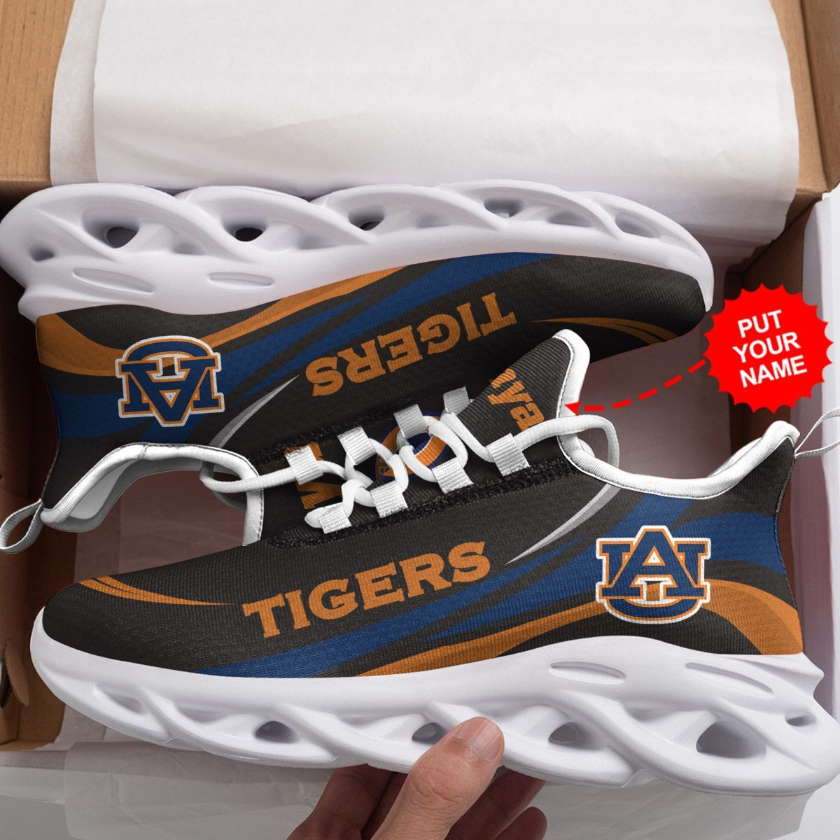 Auburn Tigers Custom Personalized Max Soul Sneakers Shoes - Famjoys Auburn Tigers Custom Personalized Max Soul Sneakers Shoes - Famjoys