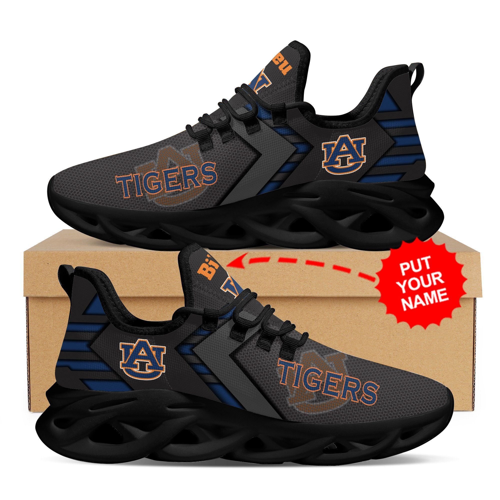 Auburn Tigers Custom Personalized Max Soul Sneakers Shoes - Famjoys Auburn Tigers Custom Personalized Max Soul Sneakers Shoes - Famjoys