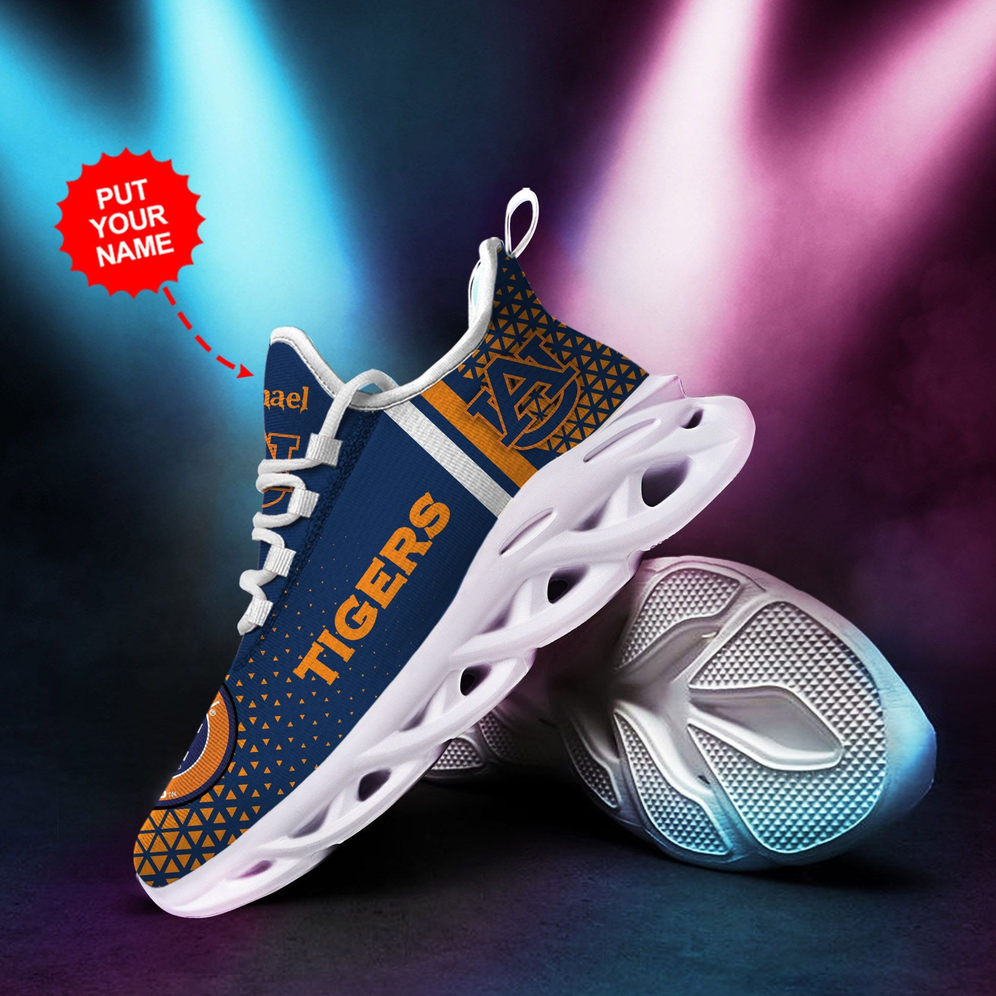 Auburn Tigers Custom Personalized Max Soul Sneakers Shoes - Famjoys Auburn Tigers Custom Personalized Max Soul Sneakers Shoes - Famjoys