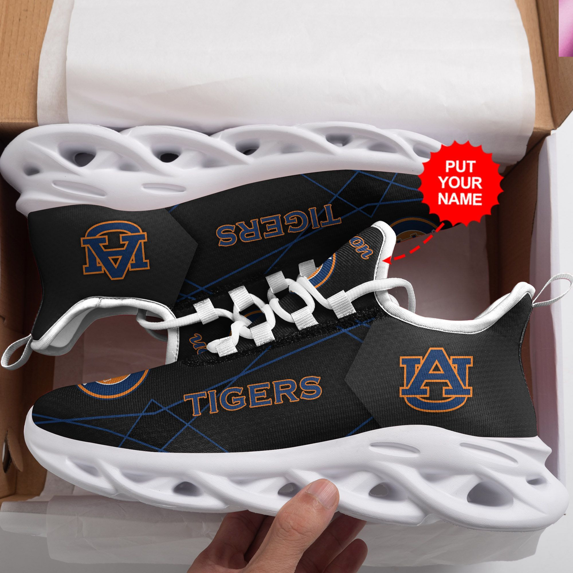 Auburn Tigers Custom Personalized Max Soul Sneakers Shoes - Famjoys Auburn Tigers Custom Personalized Max Soul Sneakers Shoes - Famjoys