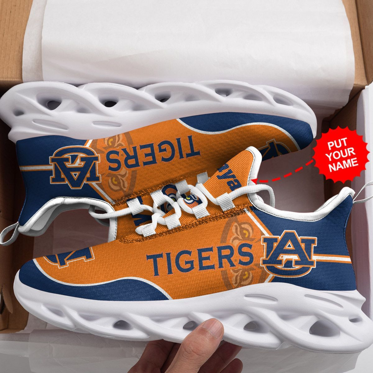 Auburn Tigers Custom Personalized Max Soul Sneakers Shoes - Famjoys Auburn Tigers Custom Personalized Max Soul Sneakers Shoes - Famjoys