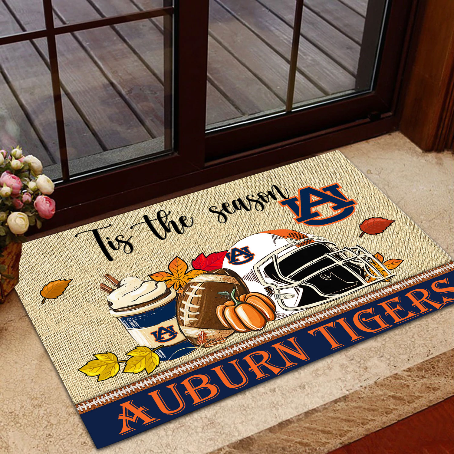 Auburn Tigers Fall Football Custom Doormat - Custom Text - Famjoys Auburn Tigers Fall Football Custom Doormat - Custom Text - Famjoys