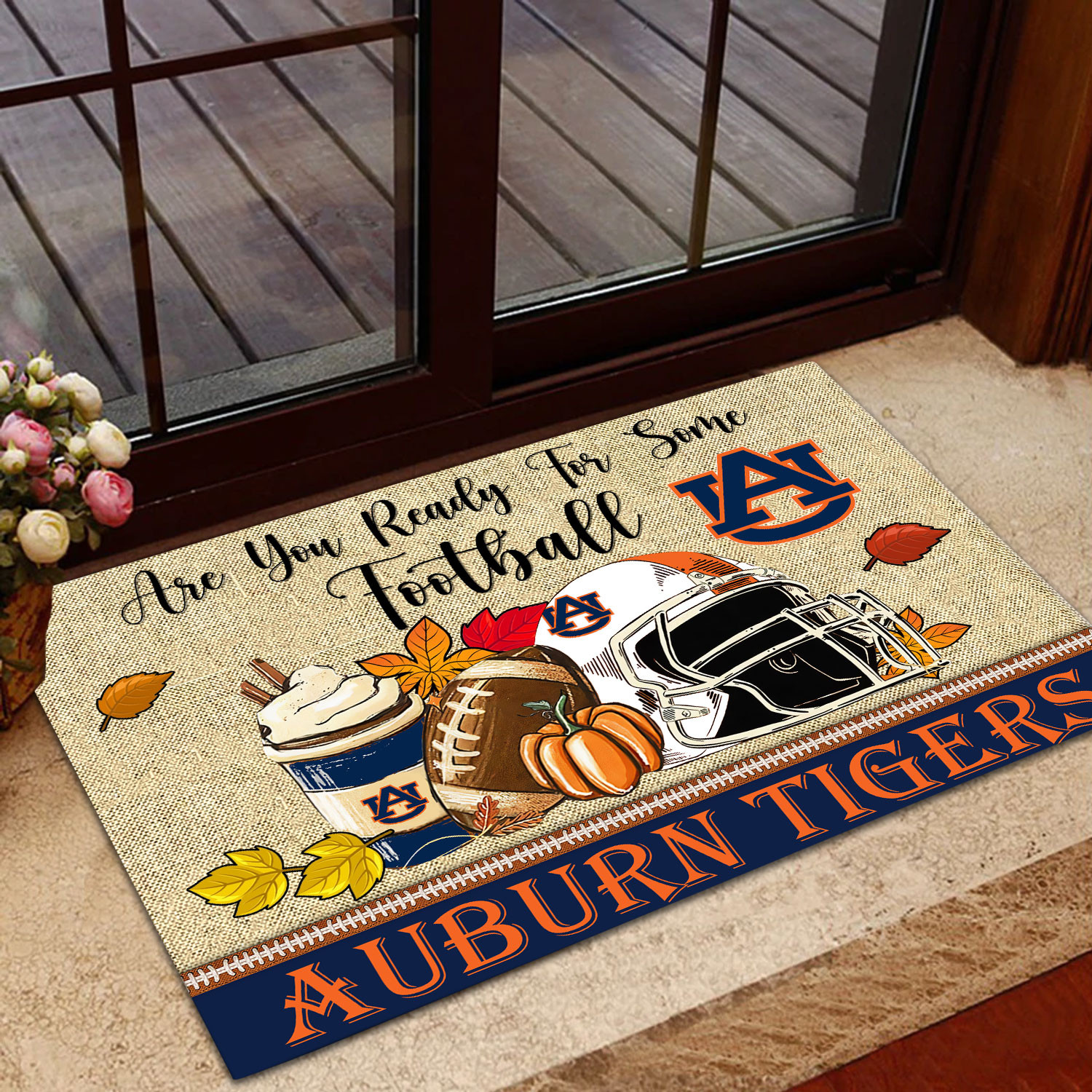 Auburn Tigers Fall Football Custom Doormat - Custom Text - Famjoys Auburn Tigers Fall Football Custom Doormat - Custom Text - Famjoys