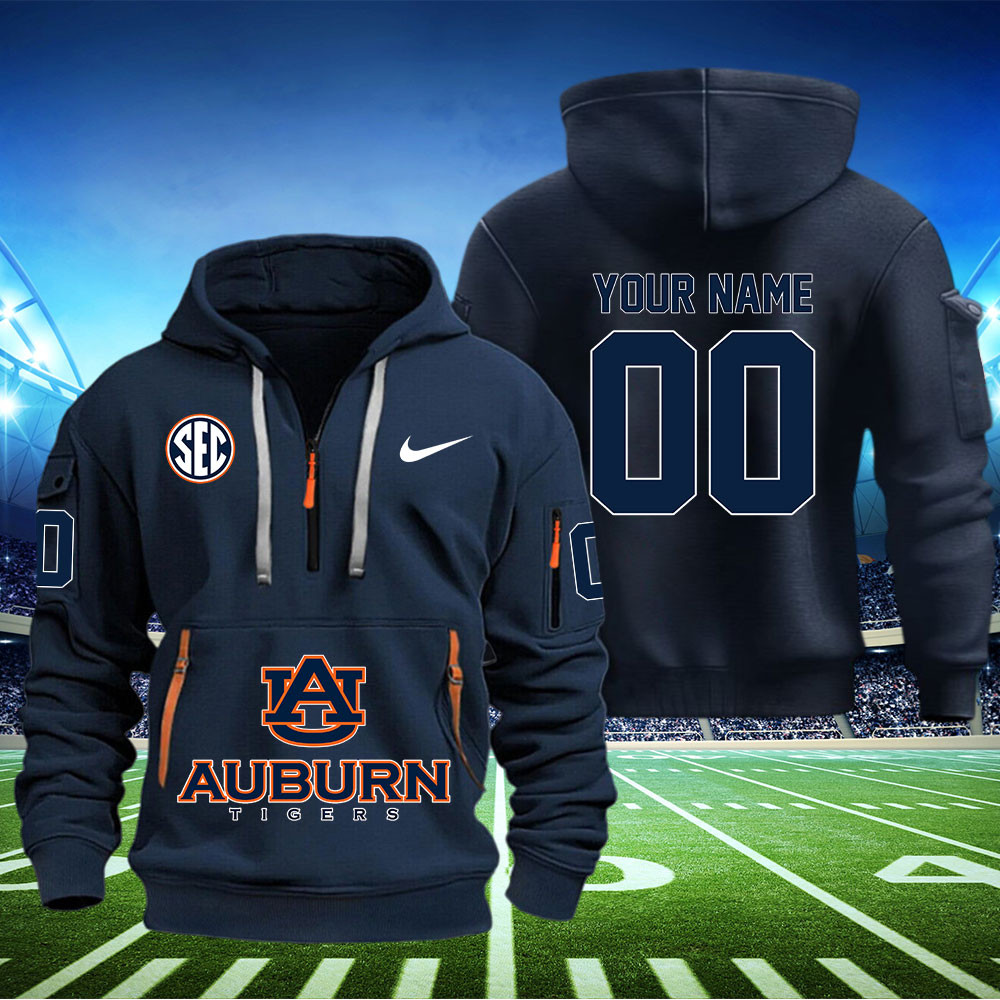 Auburn Tigers Football Quarter Zip Hoodie - Famjoys Auburn Tigers Football Quarter Zip Hoodie - Famjoys