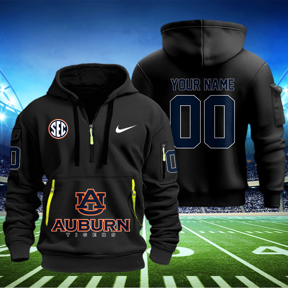 Auburn Tigers Football Quarter Zip Hoodie - Famjoys Auburn Tigers Football Quarter Zip Hoodie - Famjoys
