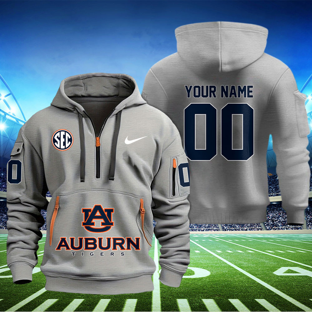 Auburn Tigers Football Quarter Zip Hoodie - Famjoys Auburn Tigers Football Quarter Zip Hoodie - Famjoys