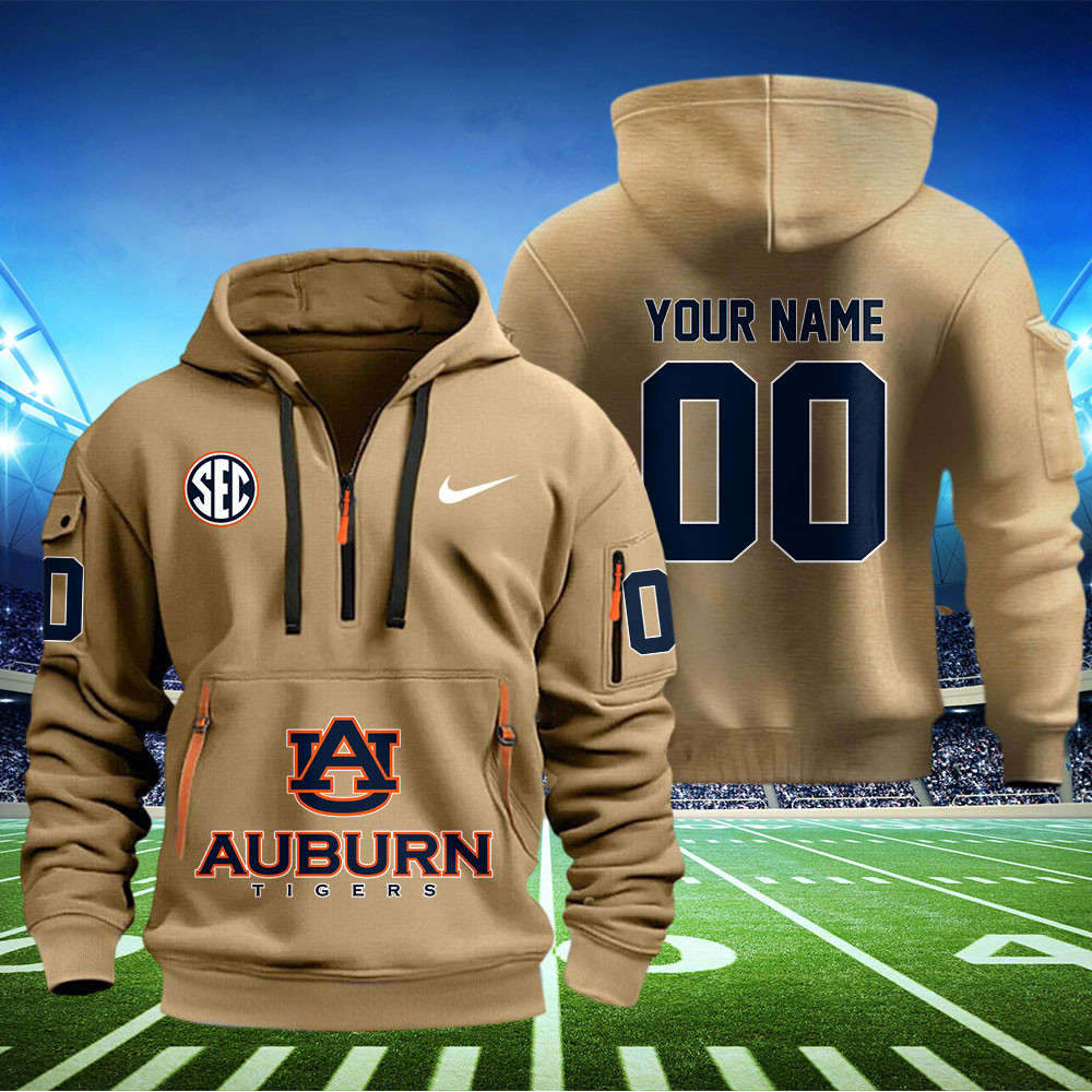 Auburn Tigers Football Quarter Zip Hoodie - Famjoys Auburn Tigers Football Quarter Zip Hoodie - Famjoys