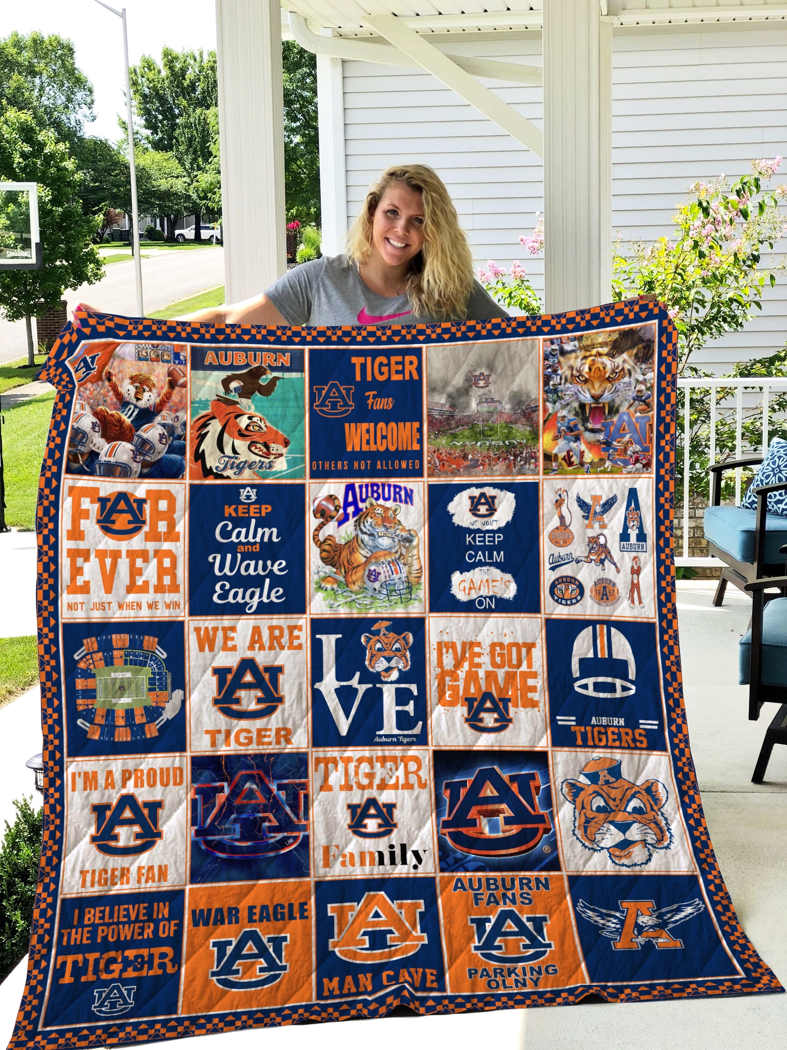 Auburn Tigers Football Quilt Blanket Fan Made - Famjoys Auburn Tigers Football Quilt Blanket Fan Made - Famjoys