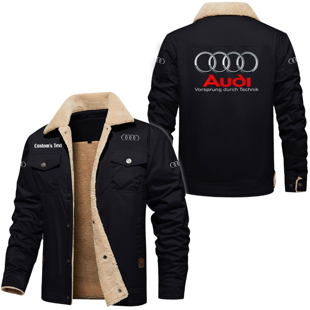 Audi Cargo Fleece Lined Cotton Jacket Multicolor, vintage style, customize name 