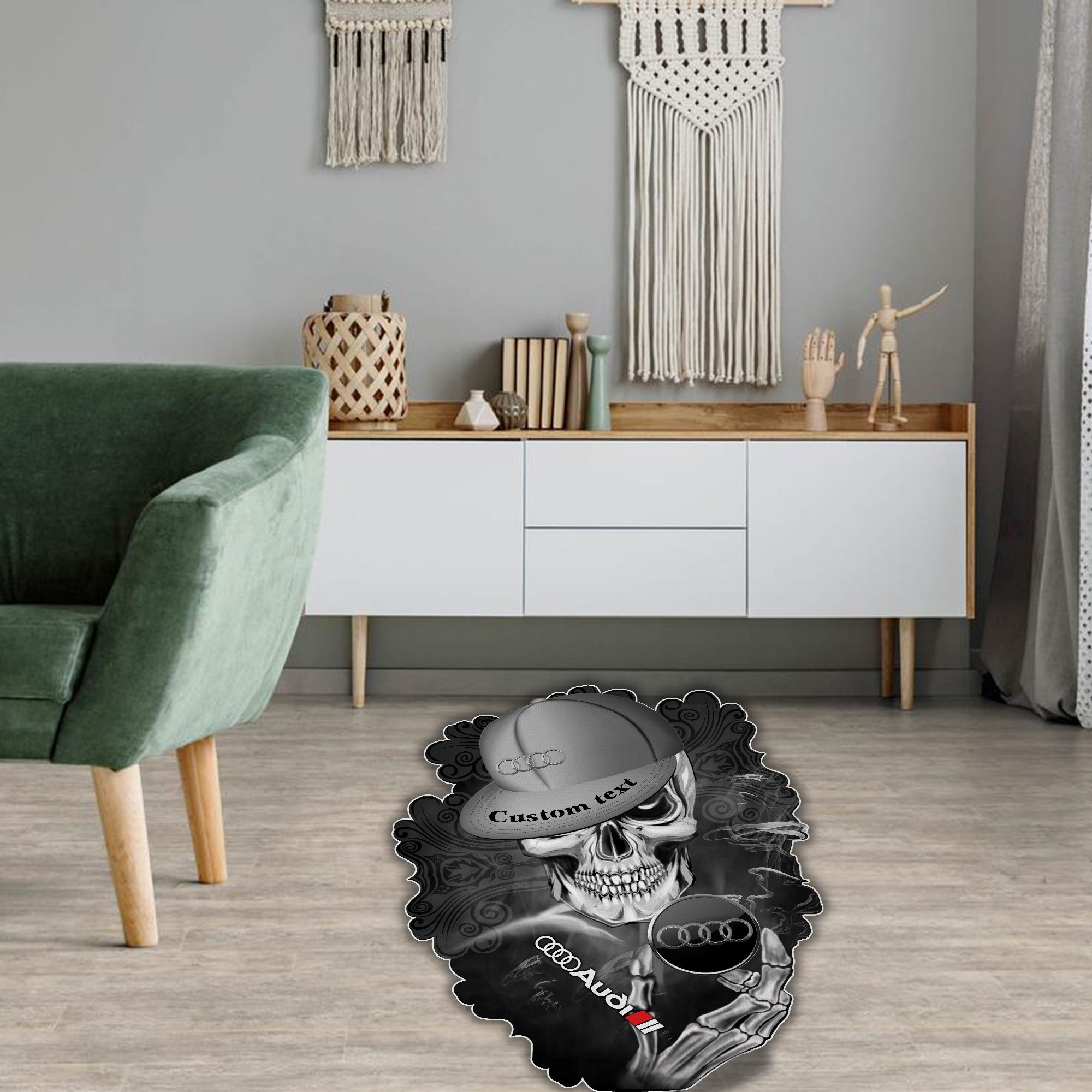 Audi Skull Shaped Luxurious Doormat, Rug Home Decor, Custom name - Famjoys Audi Skull Shaped Luxurious Doormat, Rug Home Decor, Custom name - Famjoys