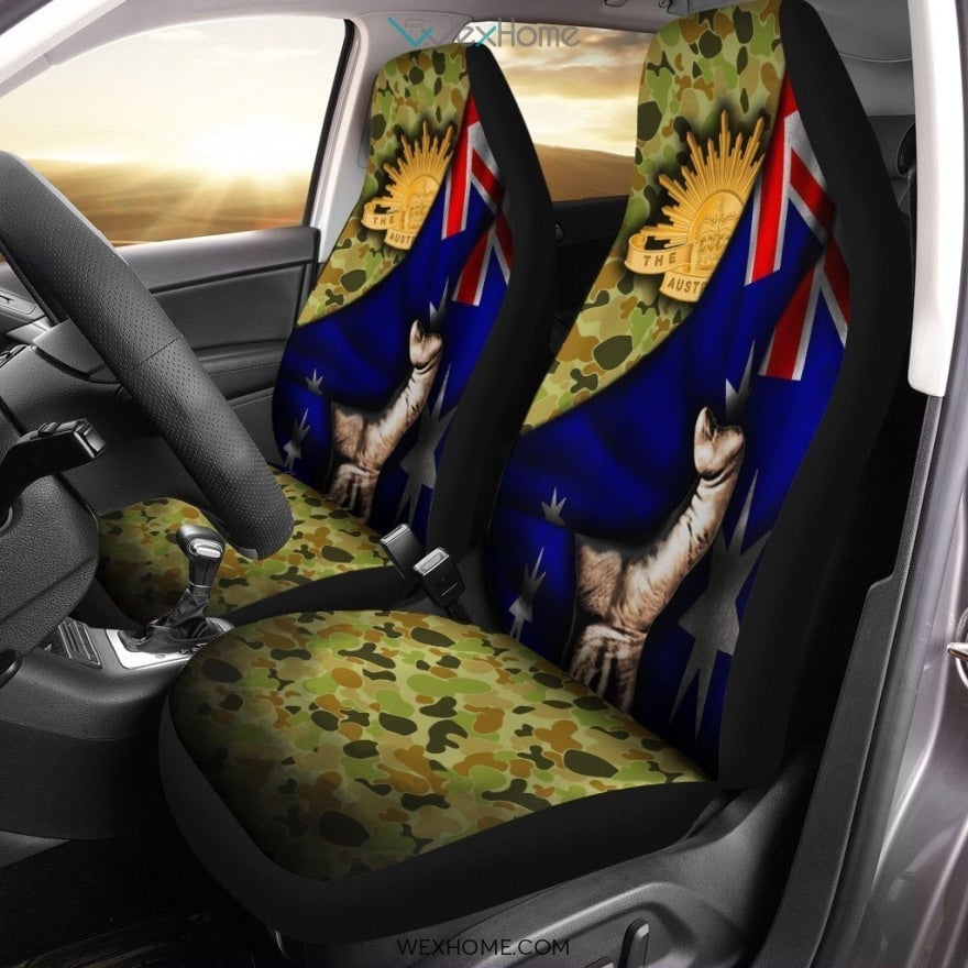 Australia Army Behind Flag Car Seat Covers
